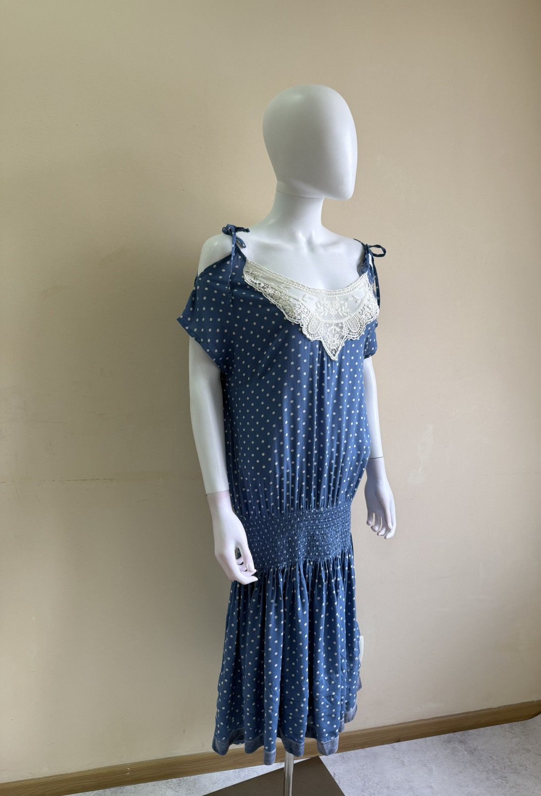 Vintage Ewa I Walla Blue Polka Dot Short Sleeve Midi Dress Size XS Size XS / US 0-2 / IT 36-38 - 5 Thumbnail