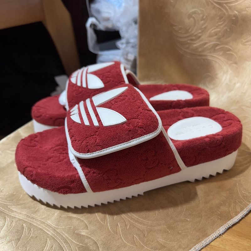 Gucci Adidas Originals x Gucci Red Slide Sandals - Size US 8.5 / EU 41-42 - 1 Thumbnail