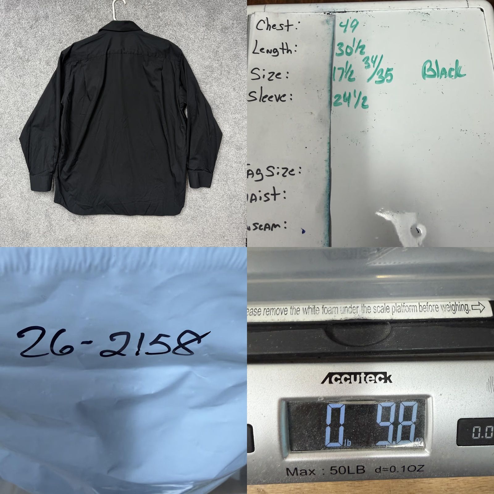 Vintage Modena Dress Shirt Mens XL 17.5 34/35 Black Long Sleeve Business Formal Size 46R - 8 Thumbnail