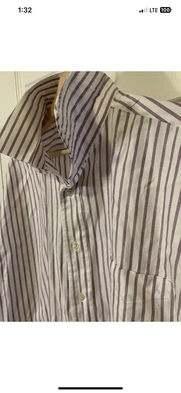 Daniel Cremieux Daniel Cremieux mens sz 17.5 XL button shirt purple striped Size US XL / EU 56 / 4 - 1 Thumbnail