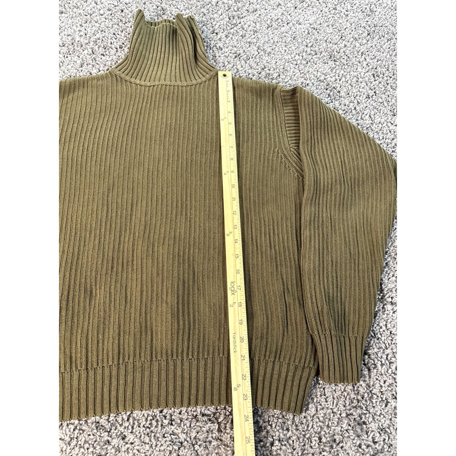 Vintage L.L. Bean Chunky Knit Turtleneck Sweater Mens M Reg Green 100% Cotton Ribbed Pullover Long Sleeve Classic Outdoor Mens Size US M / EU 48-50 / 2 - 2 Thumbnail