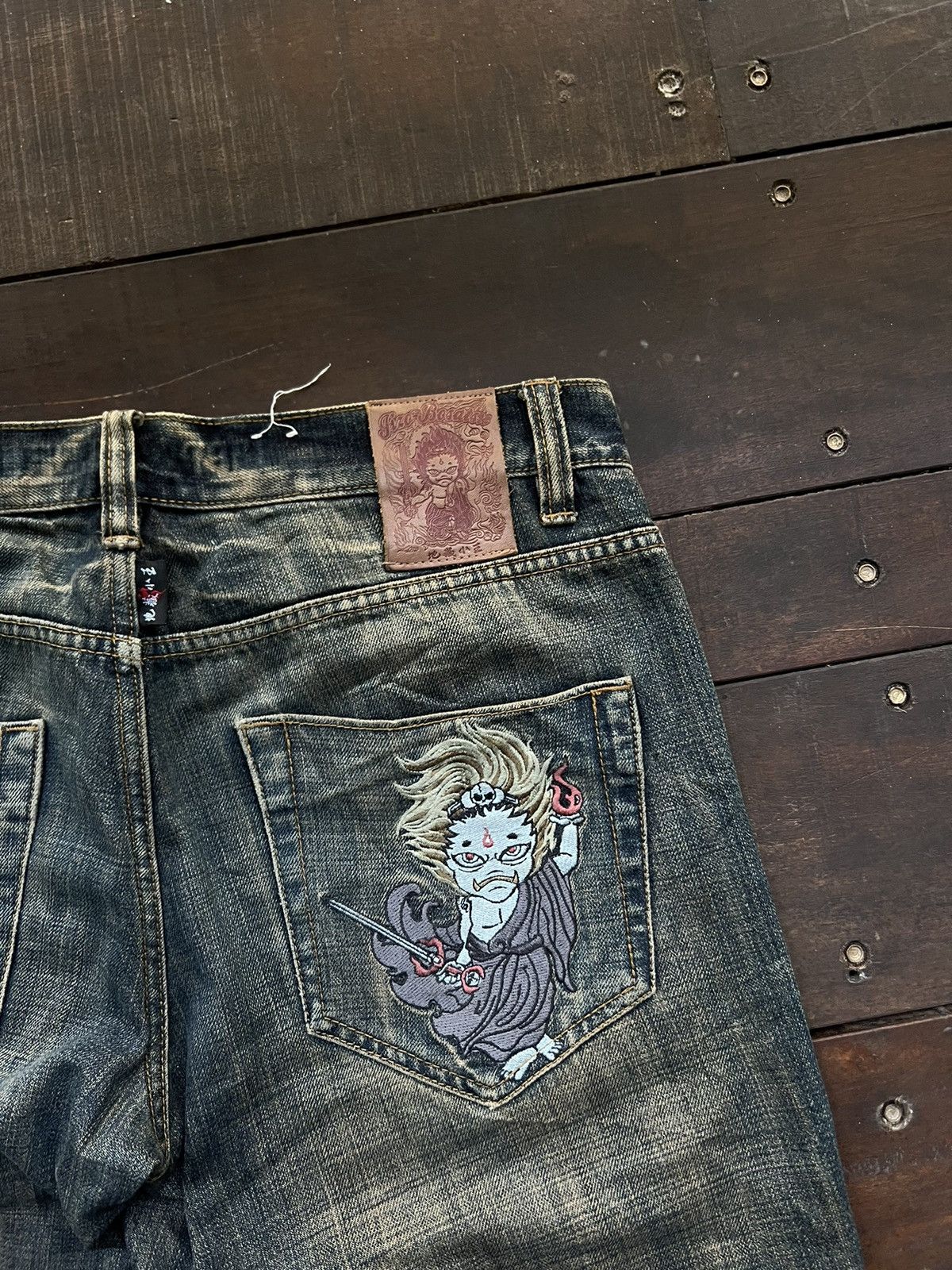 Japanese Brand NIPPON BLUE EMBROIDED JEANS Y2K Size US 34 / EU 50 - 3 Thumbnail