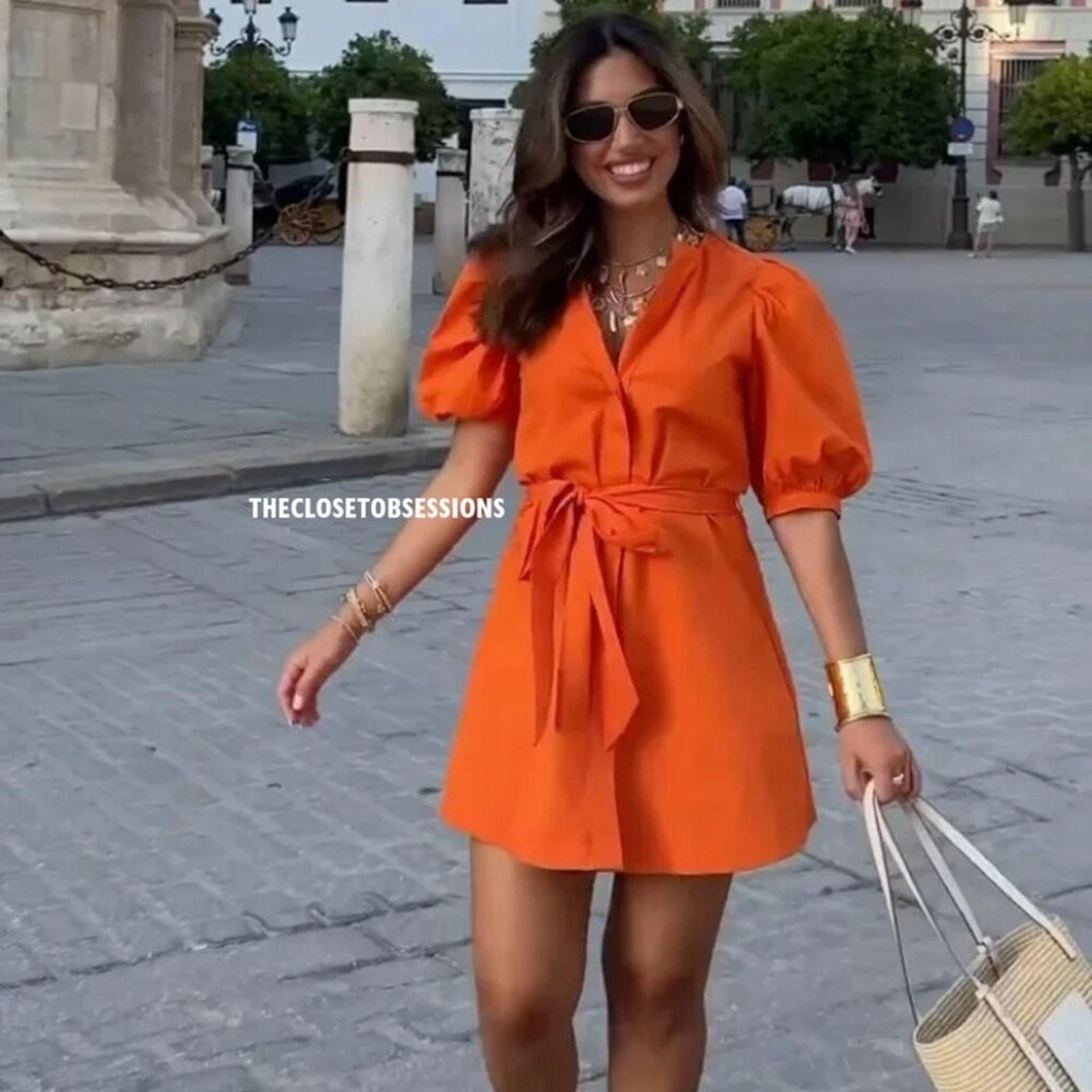 Zara ZARA Belted Dress with Balloon Sleeves Size L / US 10 / IT 46 - 4 Thumbnail