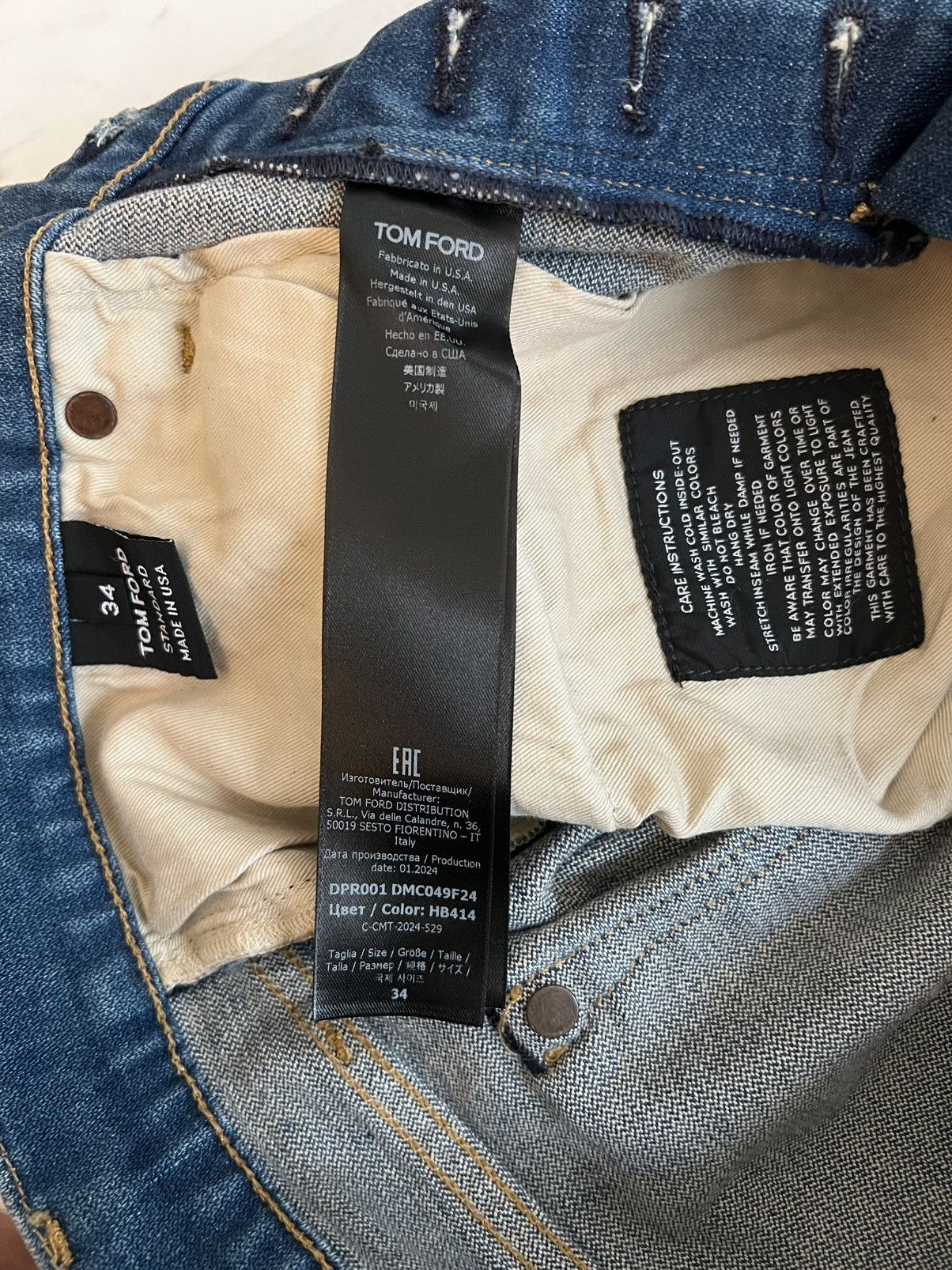 Tom Ford Tom Ford Standard Fit Whashed Blue Jean 34 98% Cotton Size US 34 / EU 50 - 11 Thumbnail