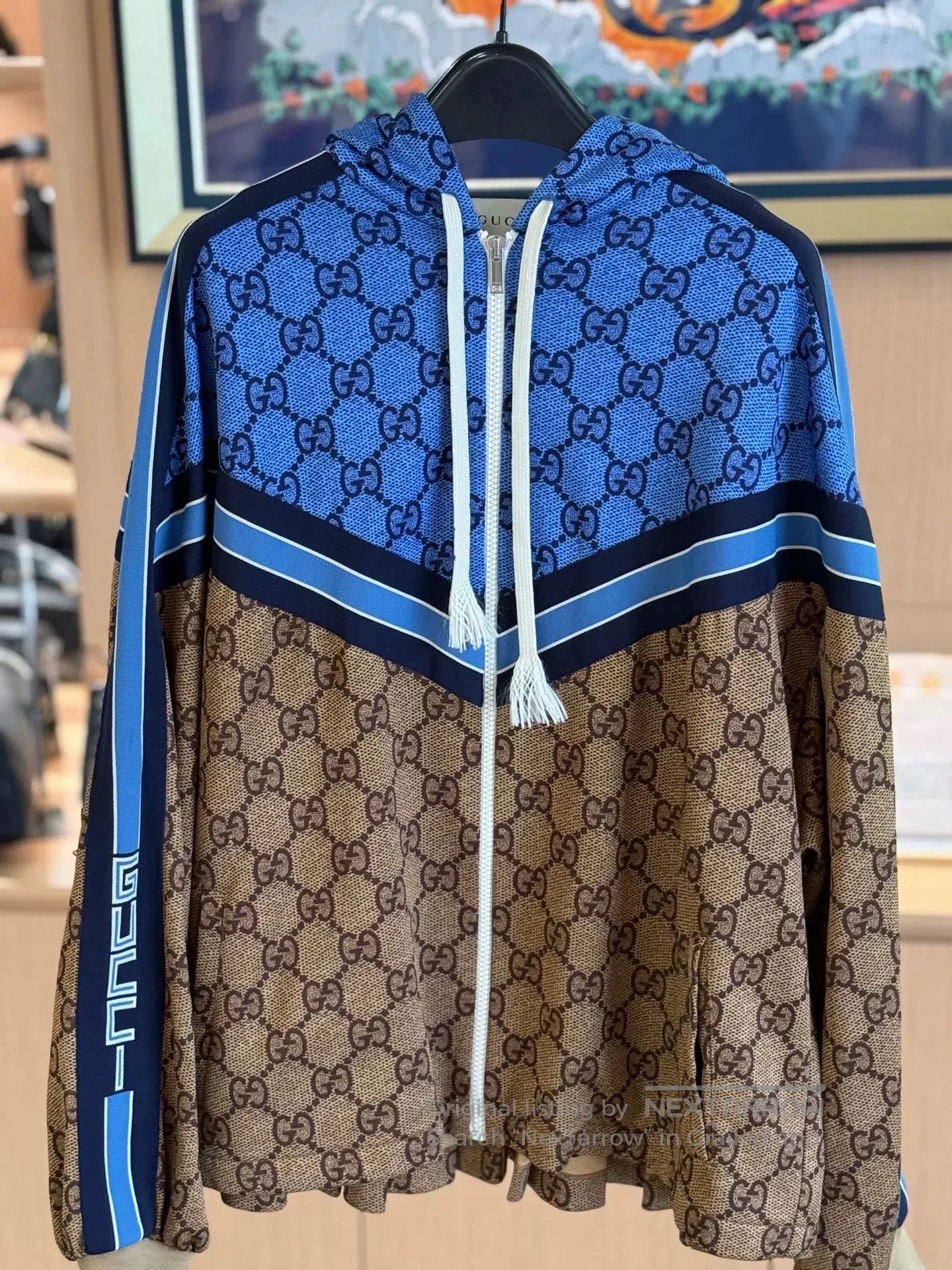 Gucci Gucci GG Pattern Blue Panel Hooded Coat. Size M / US 6-8 / IT 42-44 - 1 Thumbnail
