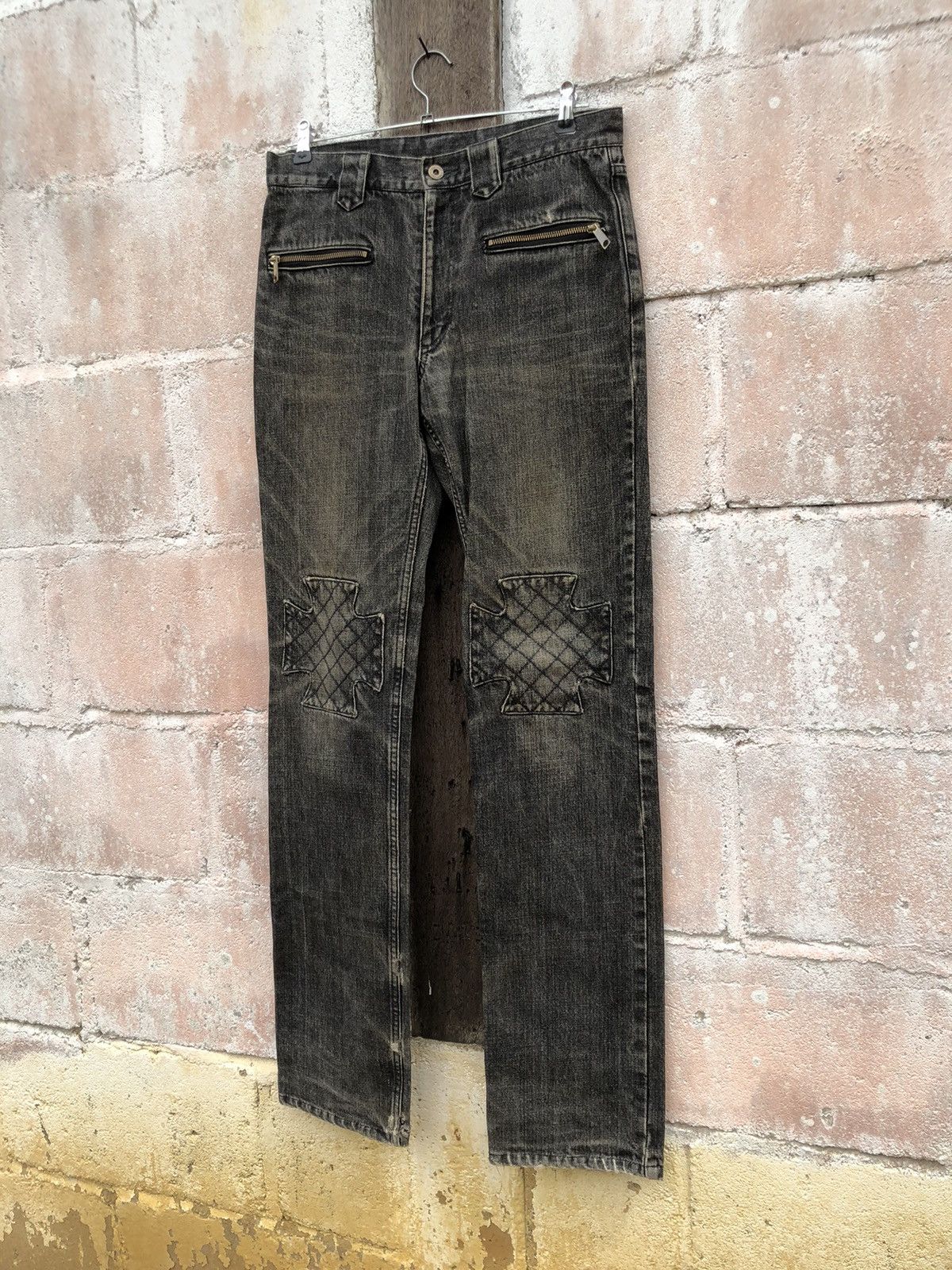 If Six Was Nine × Japanese Brand × Tornado Mart Jeans Lucky Rydy Knee Patch Tornado Mart Japan Black Color Size US 32 / EU 48 - 3 Thumbnail