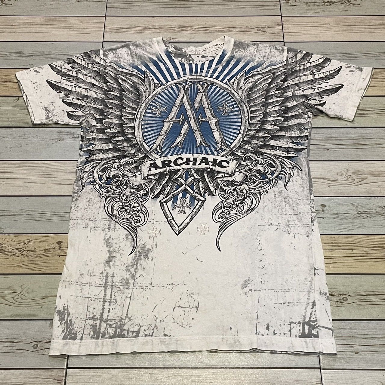 Affliction × Southpole × Tapout Rare Archaic By Affliction Wings Cross Tee Y2K Style Size US M / EU 48-50 / 2 - 1 Thumbnail