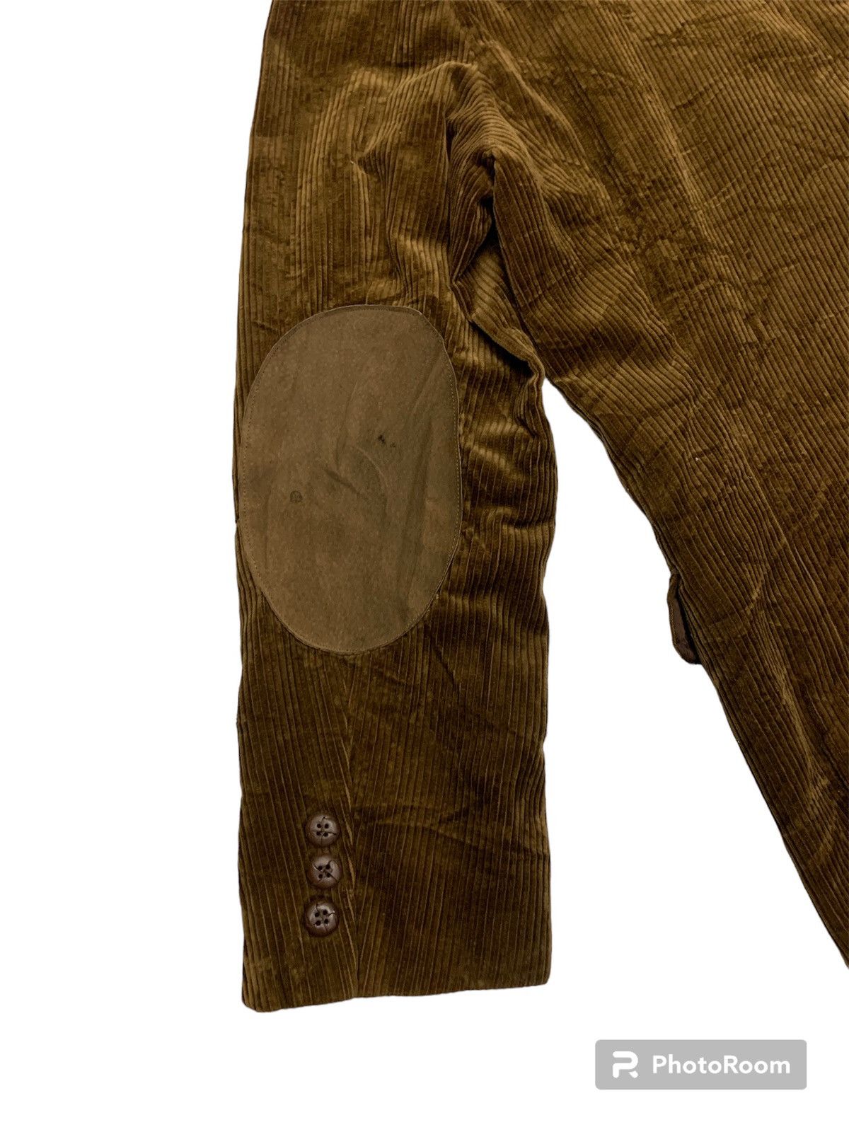 Harley Davidson × Vintage Vintage Harley Davidson corduroy blazer coat leather elbow Size 42L - 3 Thumbnail