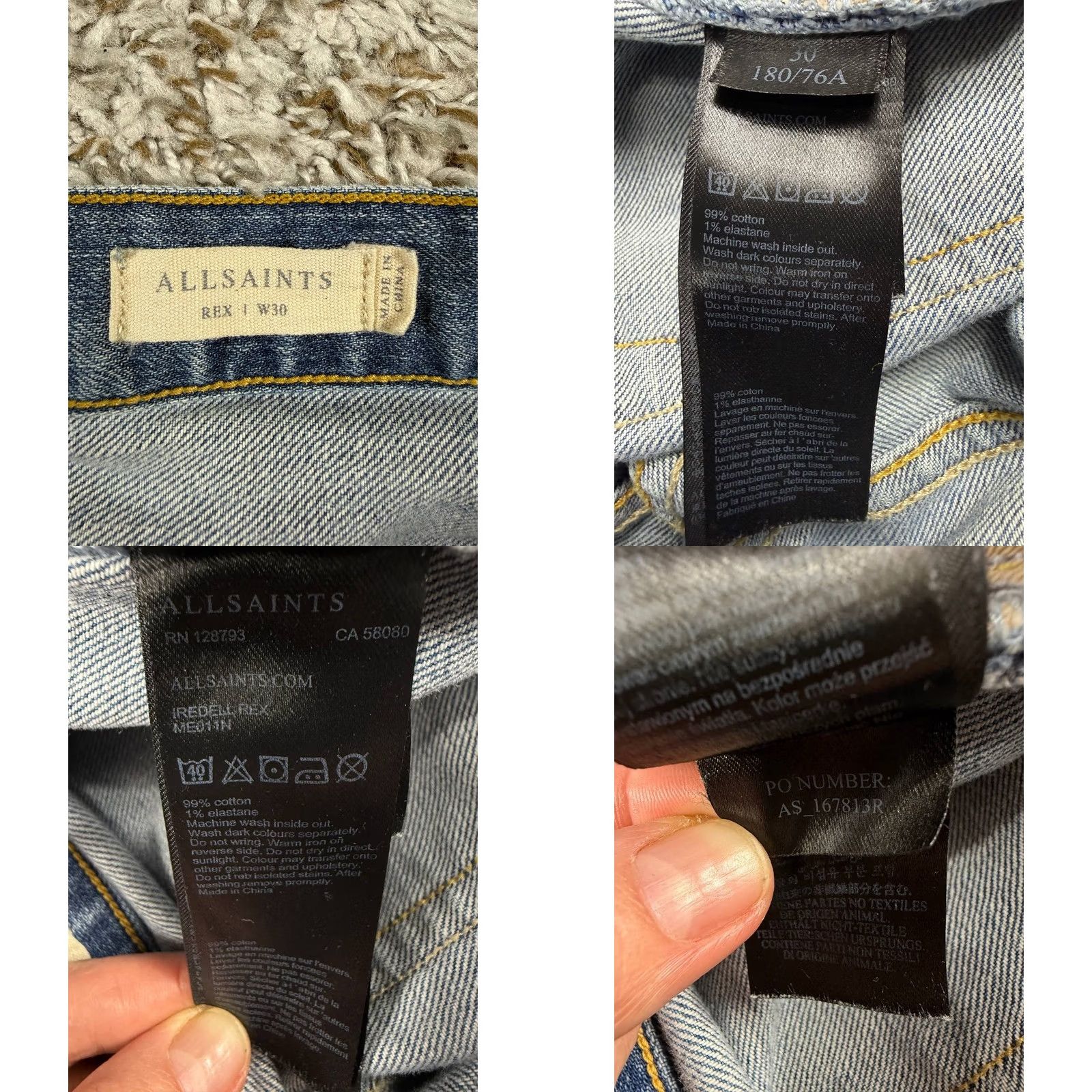 Allsaints AllSaints Rex Slim Fit Distressed Denim Jeans Men's 30x32 Blue Jeans Slim Men Distressed 32 Inseam 30 Waist Strap Button Size US 30 / EU 46 - 8 Thumbnail