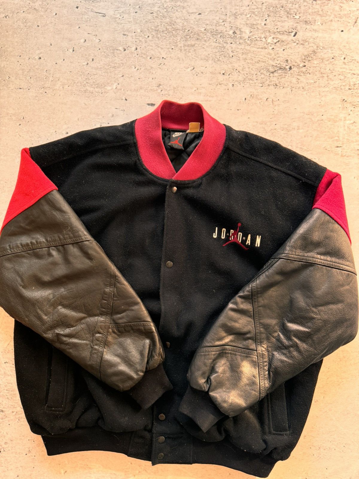 Nike Nike Jordan vintage 90s leather sleeve varsity jacket Size US XL / EU 56 / 4 - 10 Thumbnail