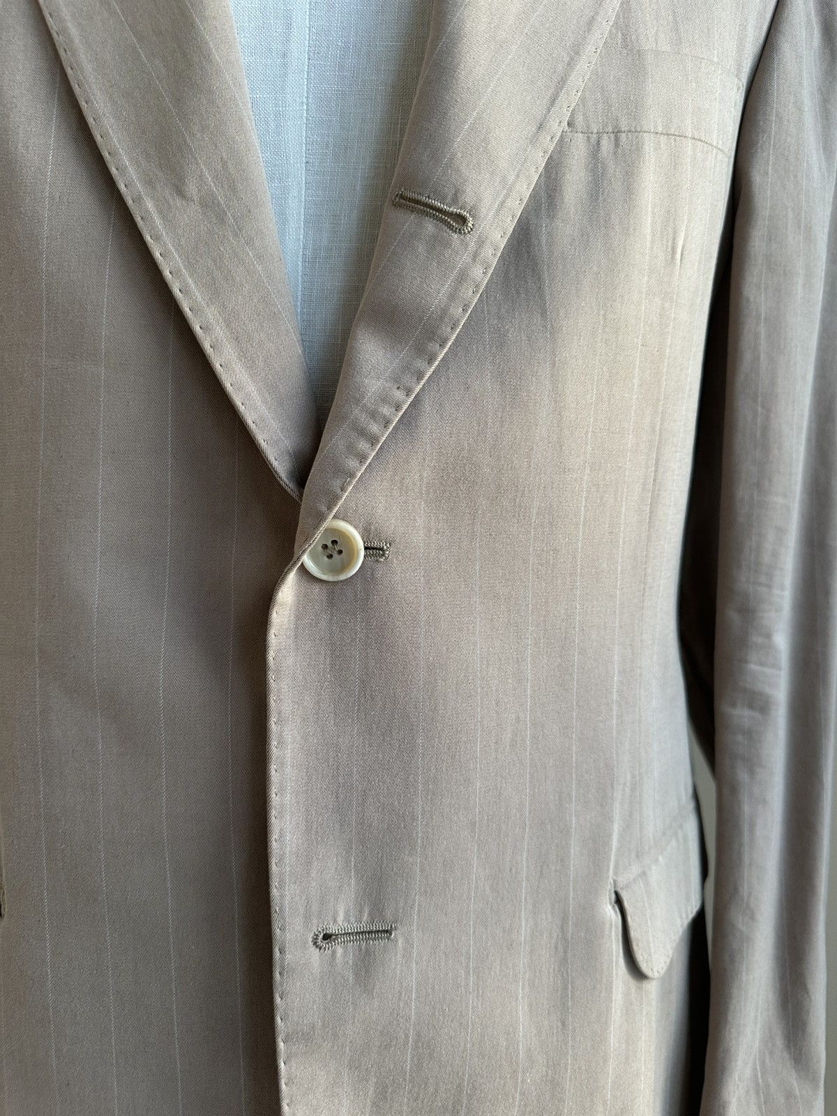 Brunello Cucinelli DEAL! Brunello Cucinelli Beige Stripped Blazer Size 42R - 2 Thumbnail