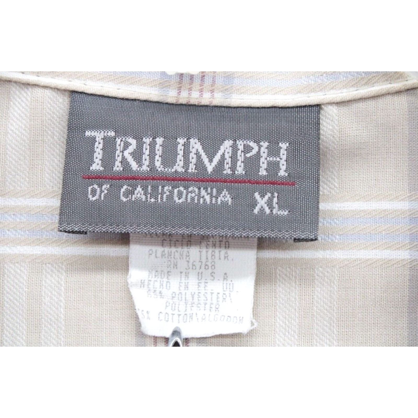 Vintage VINTAGE Triumph of California Shirt Mens XL Beige Plaid Cotton Spread Collar USA Size US XL / EU 56 / 4 - 4 Thumbnail