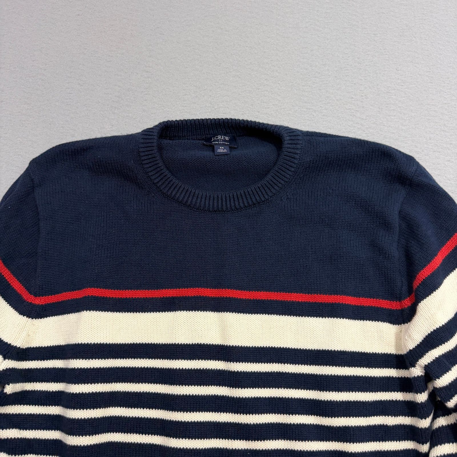 J.Crew J Crew Striped Cotton Sweater Men's Medium Navy Blue White Size US M / EU 48-50 / 2 - 3 Thumbnail