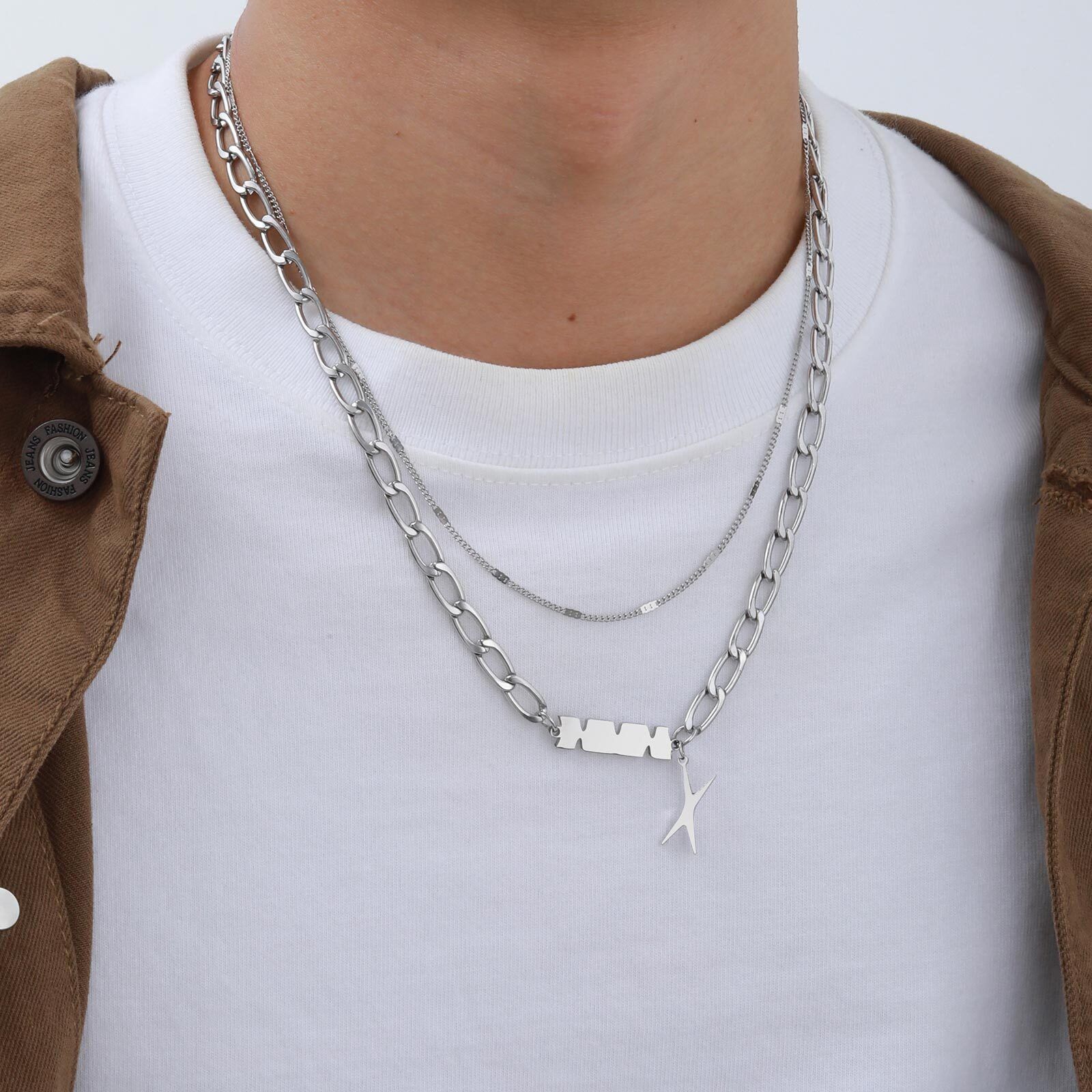 Jewelry Double Layer Silver Necklace Size ONE SIZE - 3 Thumbnail
