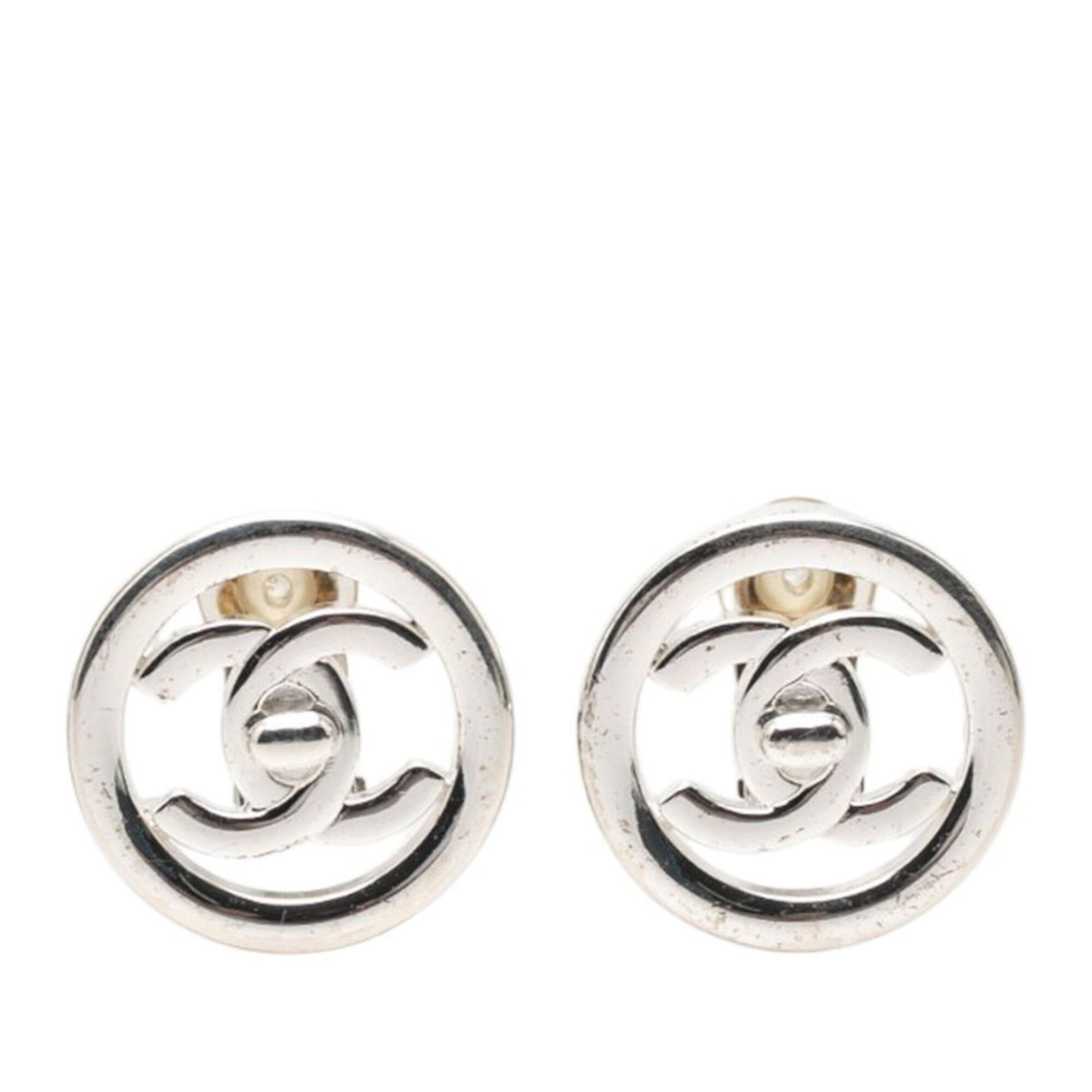 Chanel Chanel Coco Mark Turnlock Vintage Earrings 97P Silver Metal Women's CHANEL Size ONE SIZE - 1 Thumbnail