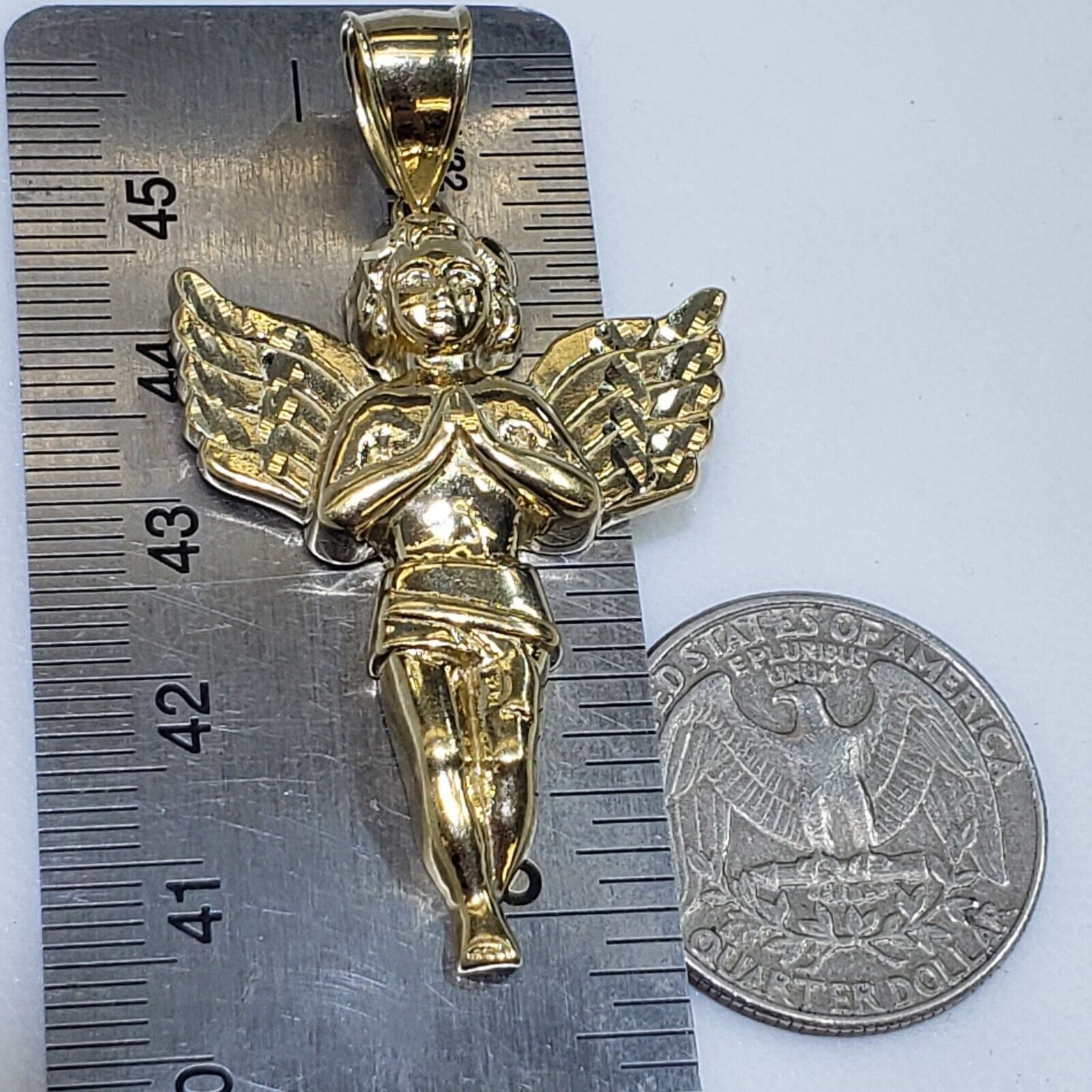 & Other Stories Big Real 10k Gold praying Angel Pendant Charm Size ONE SIZE - 19 Thumbnail