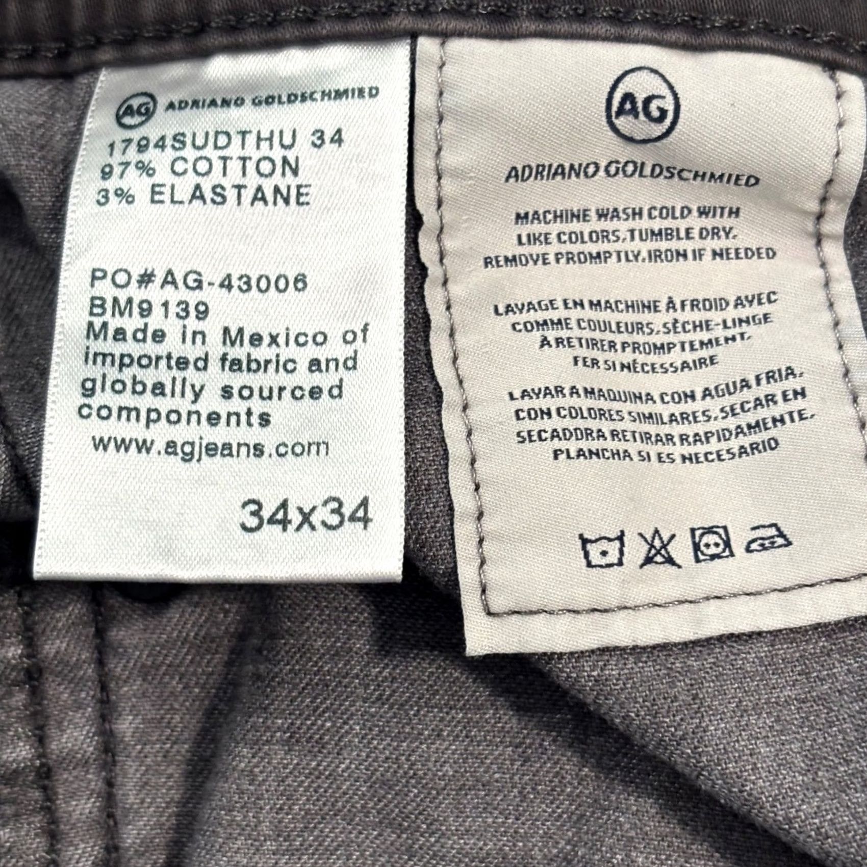 Vintage AG Adriano Goldschmied The Everett Slim Straight Jeans Charcoal Grey 34x34 Mens Size US 34 / EU 50 - 3 Thumbnail
