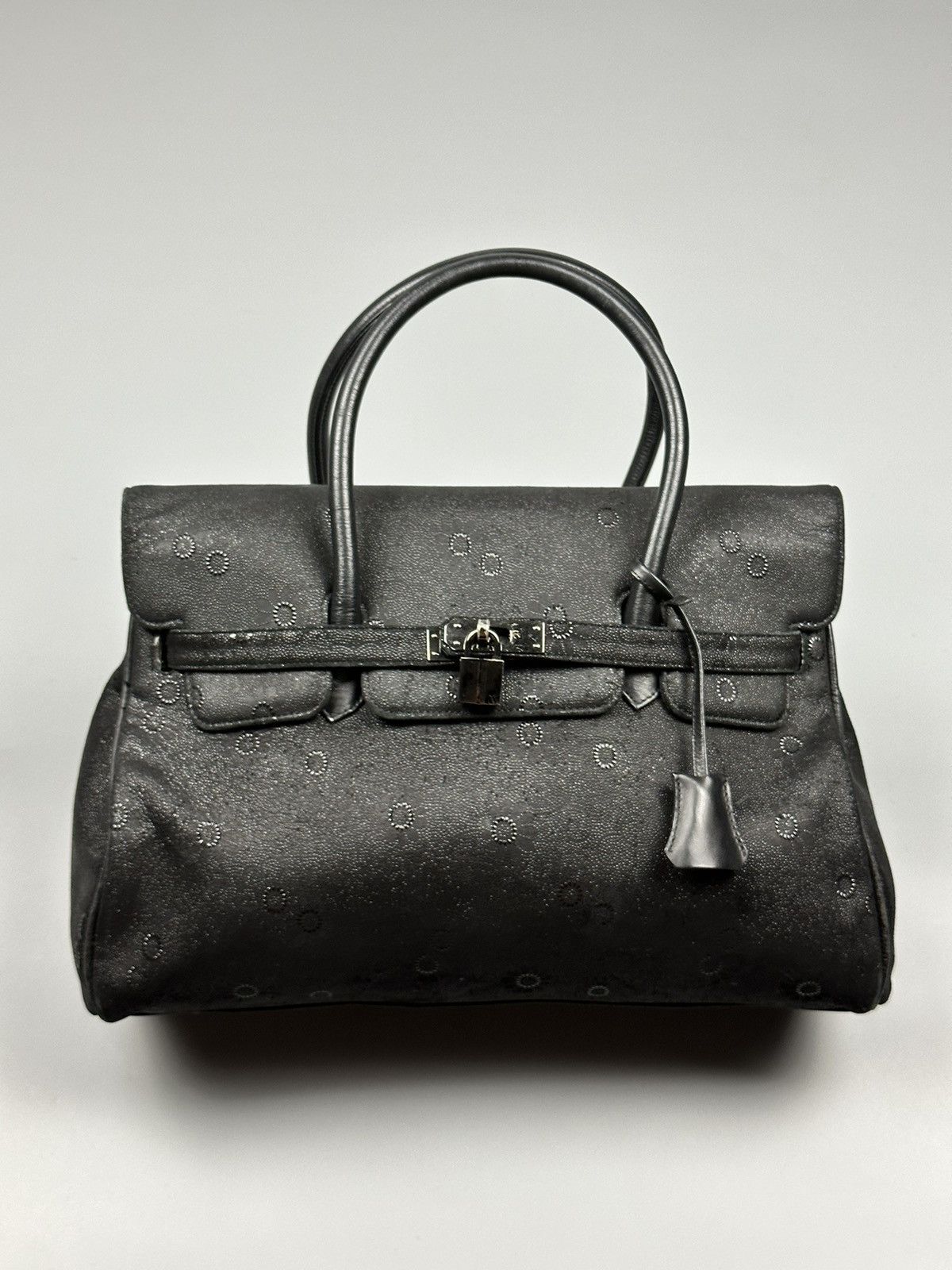 Handmade × If Six Was Nine 🔥Sick🔥Hermes Birkin Inspired Black Suede Leather Handle Bag Size ONE SIZE - 3 Thumbnail