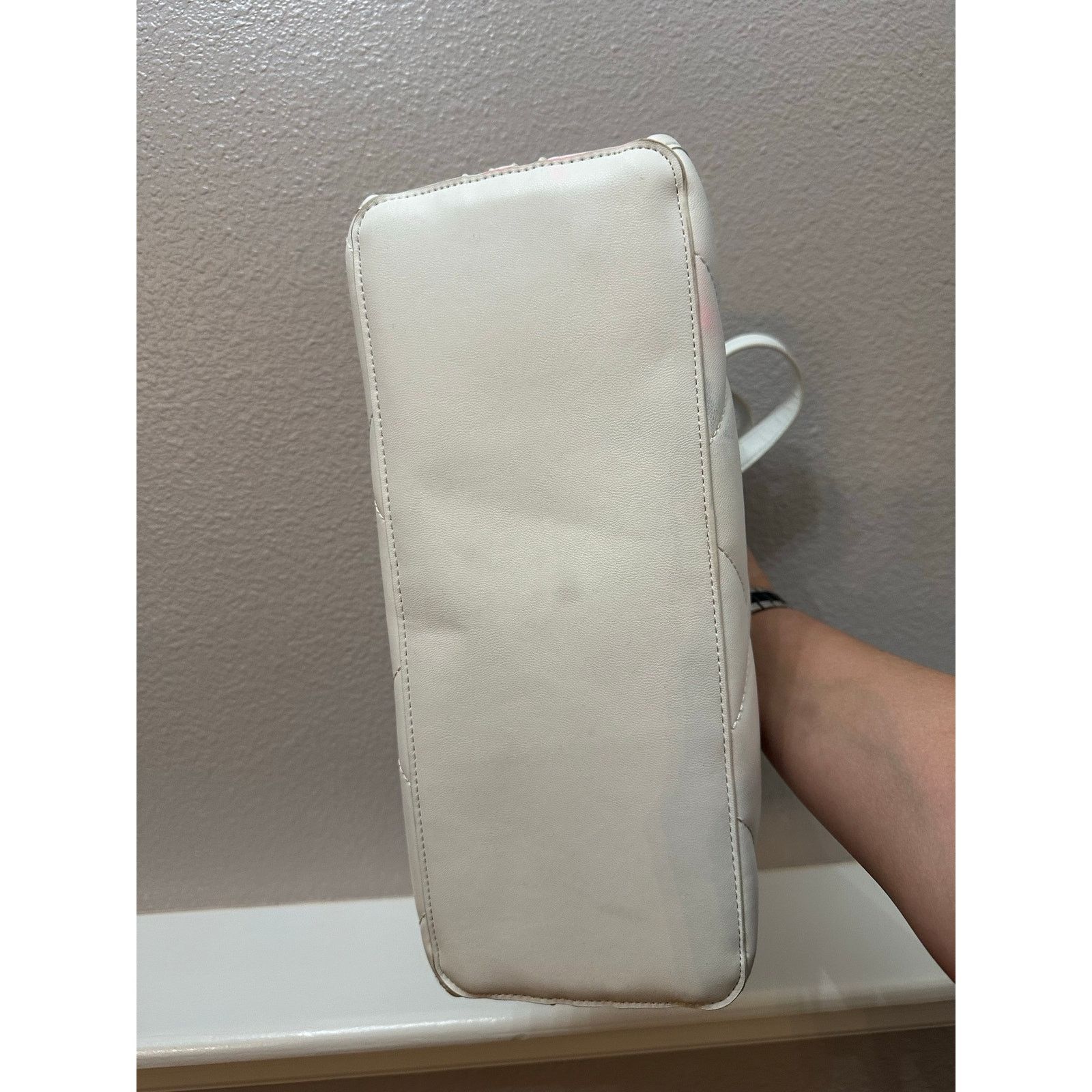 Steve Madden Steve Madden White Quilted Edgy Moto Tote Bag Size ONE SIZE - 3 Thumbnail