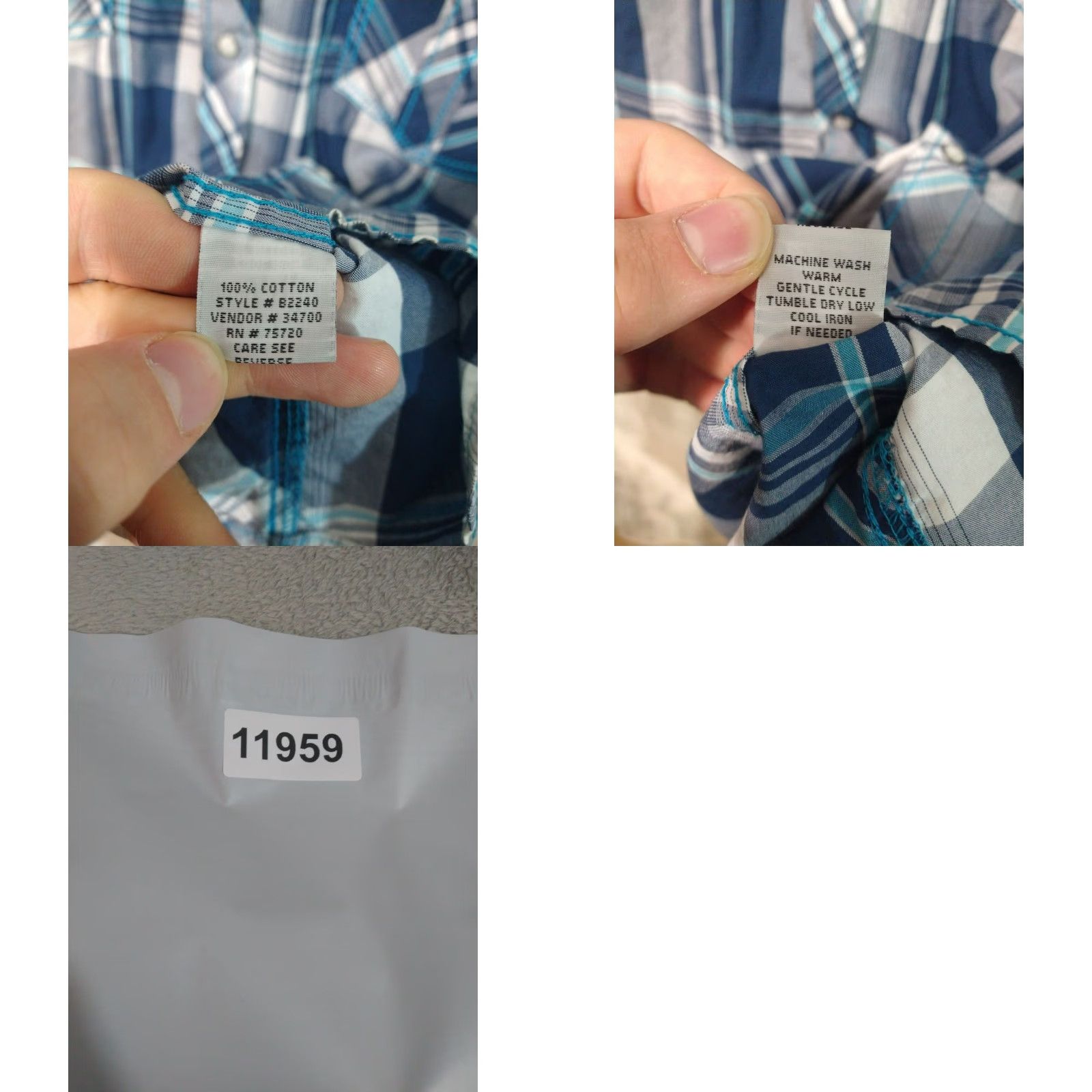 BKE BKE Buckle Shirt Mens XL Blue Plaid Athletic Fit Long Sleeve Pearl Snap Cotton Shirt Size US XL / EU 56 / 4 - 8 Thumbnail