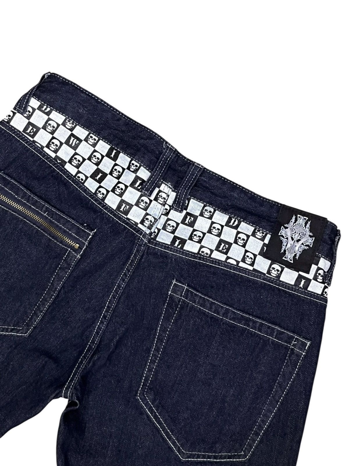 Japanese Brand FYE🔥WILD LIFE Punk Skull Embroidered Punk Denim L 31” Size US 31 - 9 Thumbnail