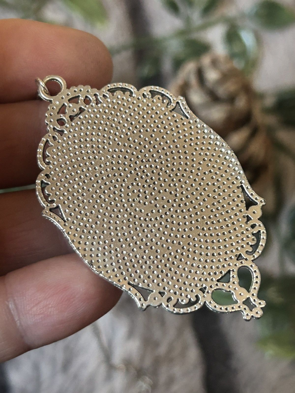 Handmade Handcrafted charcoal opalescent Victorian lady necklace Size ONE SIZE - 6 Thumbnail
