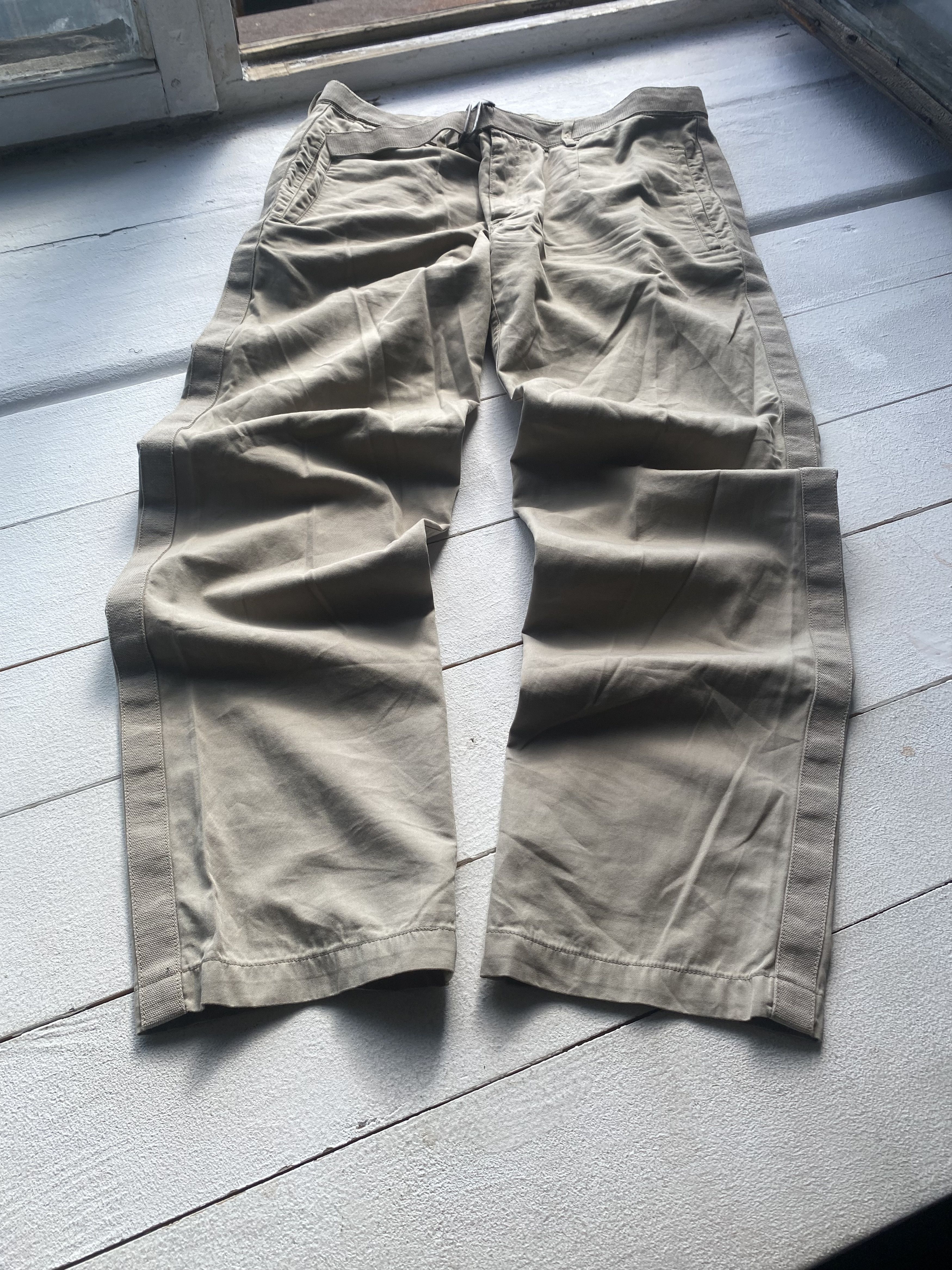 Dolce & Gabbana × Vintage 90s Dolce Gabbana Beige Striped Belted Designer Pants 34 Size US 34 / EU 50 - 1 Thumbnail