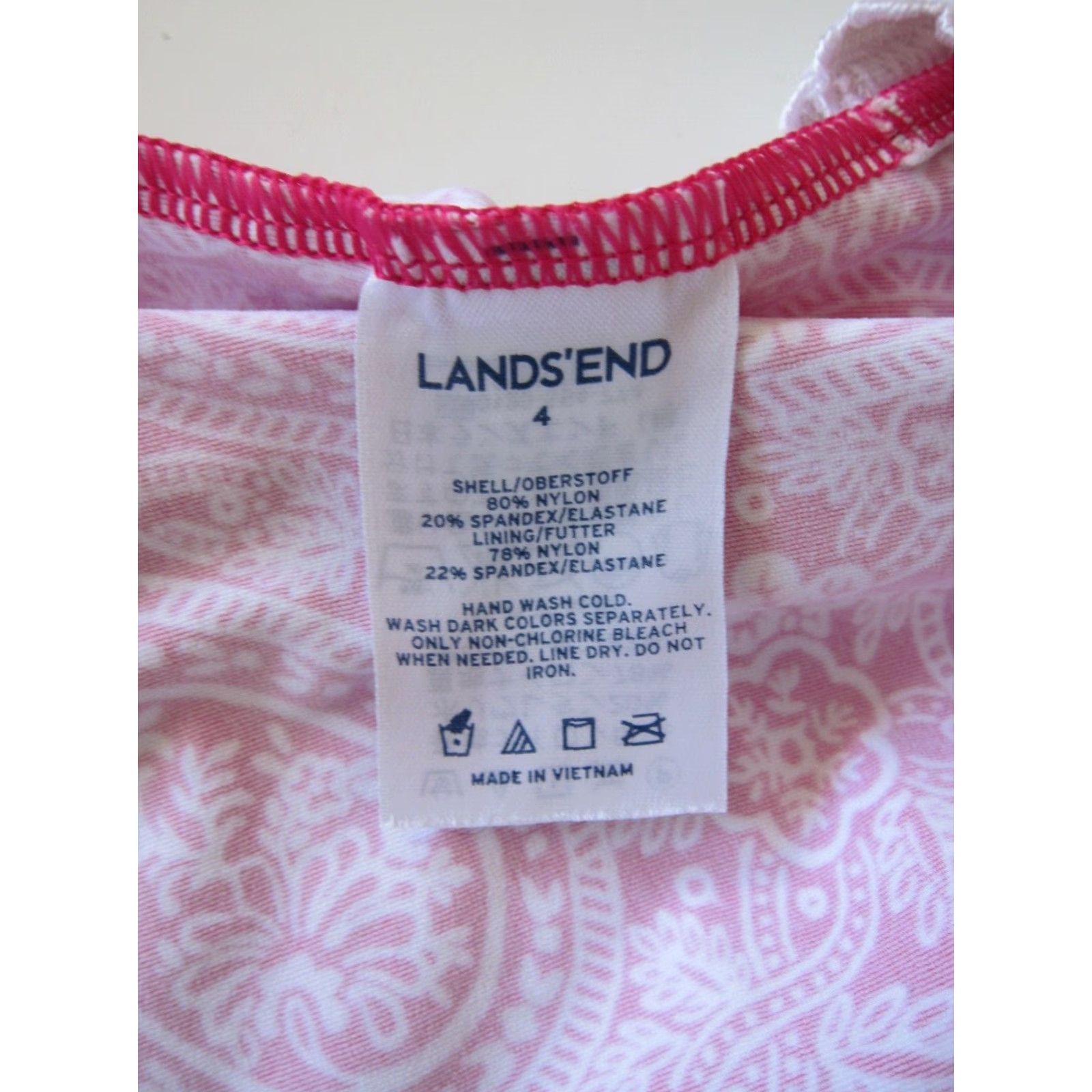Lands' End VINTAGE Lands End Pink White Floral Built In Bra Tankini Swim Top Women Size 4 Size S / US 4 / IT 40 - 4 Thumbnail