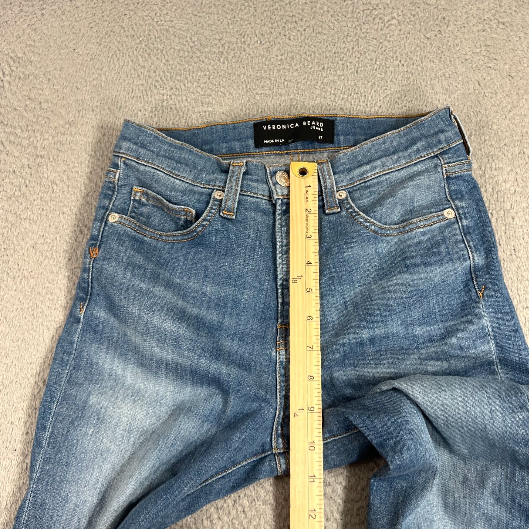 Veronica Beard VERONICA BEARD Carly Kick Flare High Rise Jeans Bright Blue Size 27 Made In USA USA Preppy Classic Designer Jeans Size 27" / US 4 / IT 40 - 4 Thumbnail