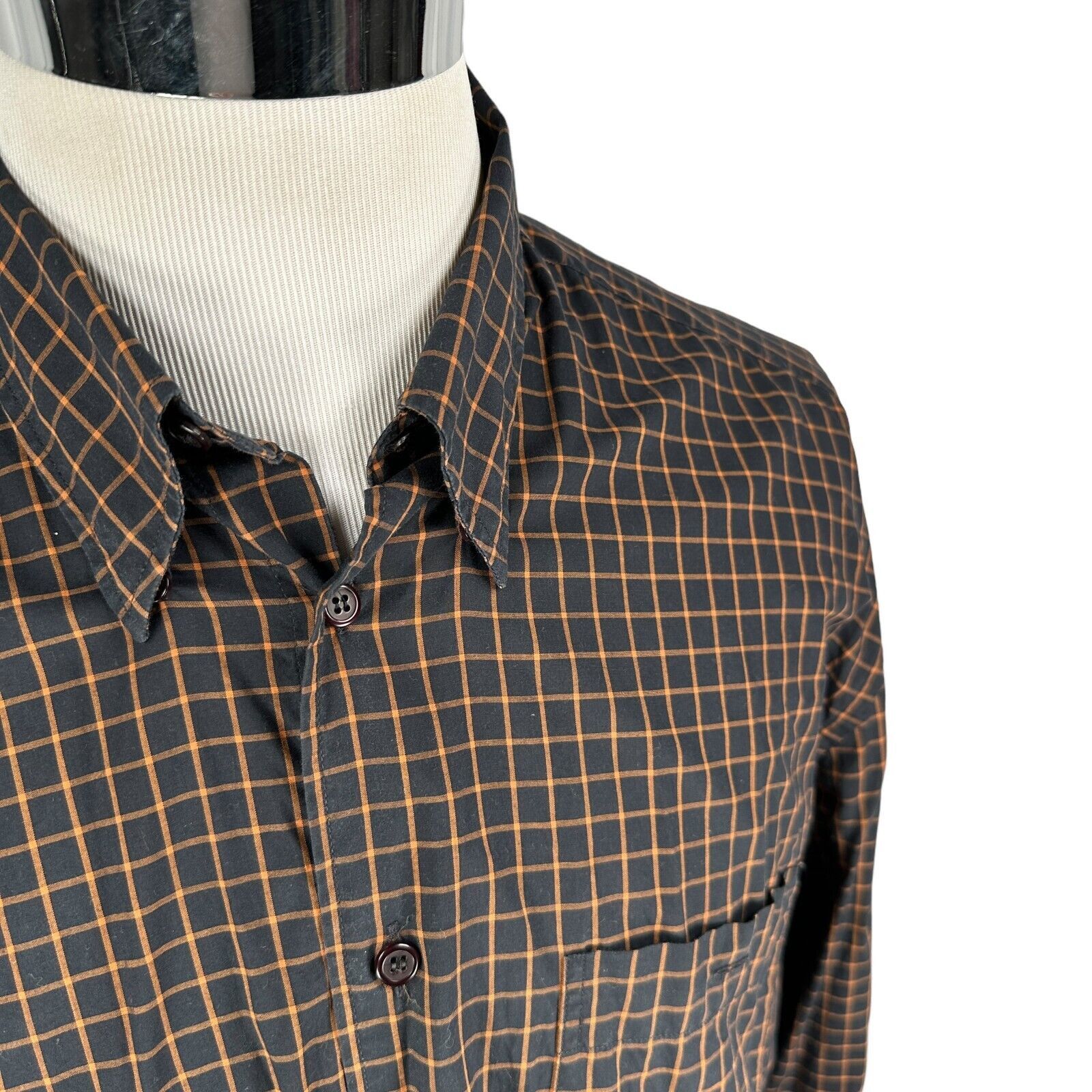 Artioli Artioli Shirt Men’s Large Black Brown Orange Check Cotton Size US L / EU 52-54 / 3 - 2 Thumbnail