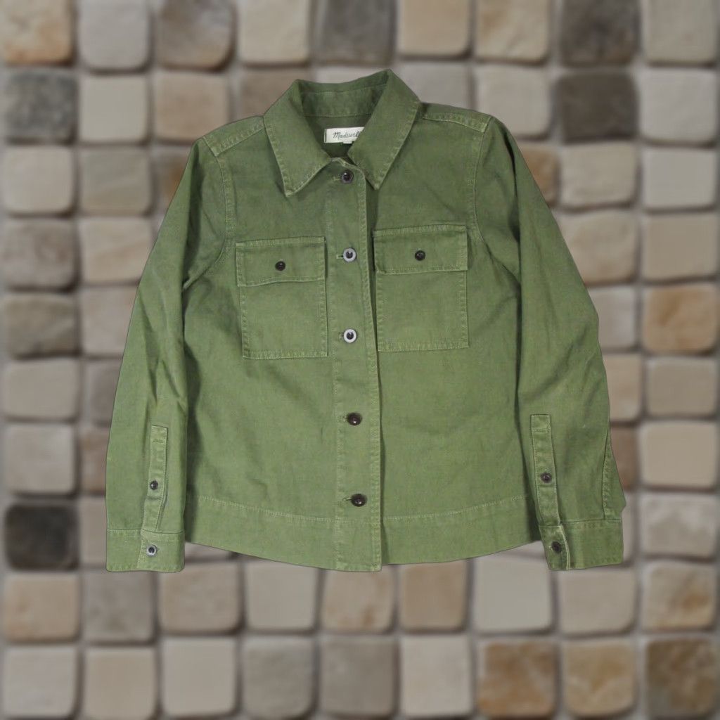 Madewell VINTAGE Madewell Military Jacket Womens XS Green Cotton Canvas Long Sleeve Mid-Length Size XS / US 0-2 / IT 36-38 - 1 Thumbnail