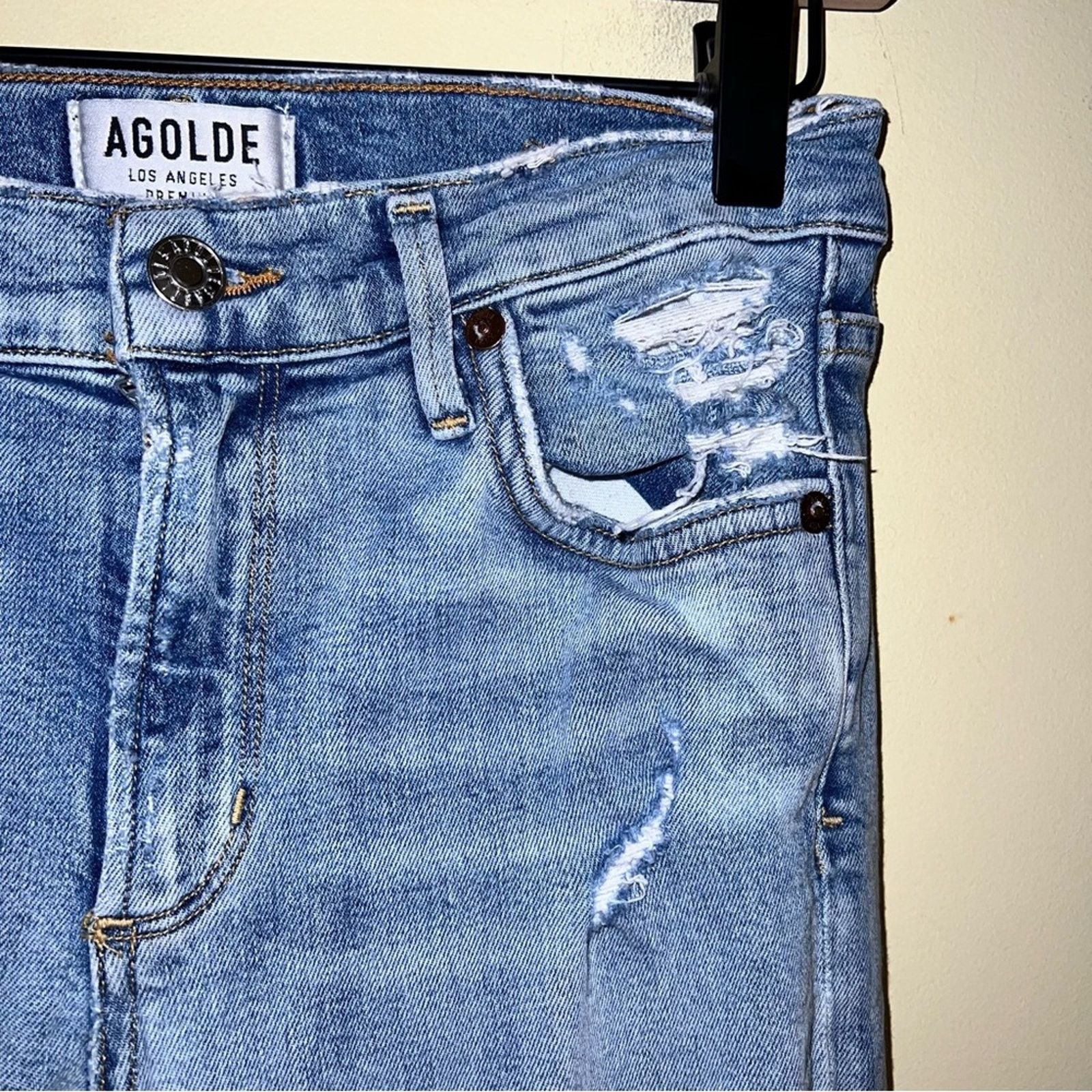 Agolde AGOLDE Sophie distressed light wash skinny jeans 25 Size 27" / US 4 / IT 40 - 6 Thumbnail