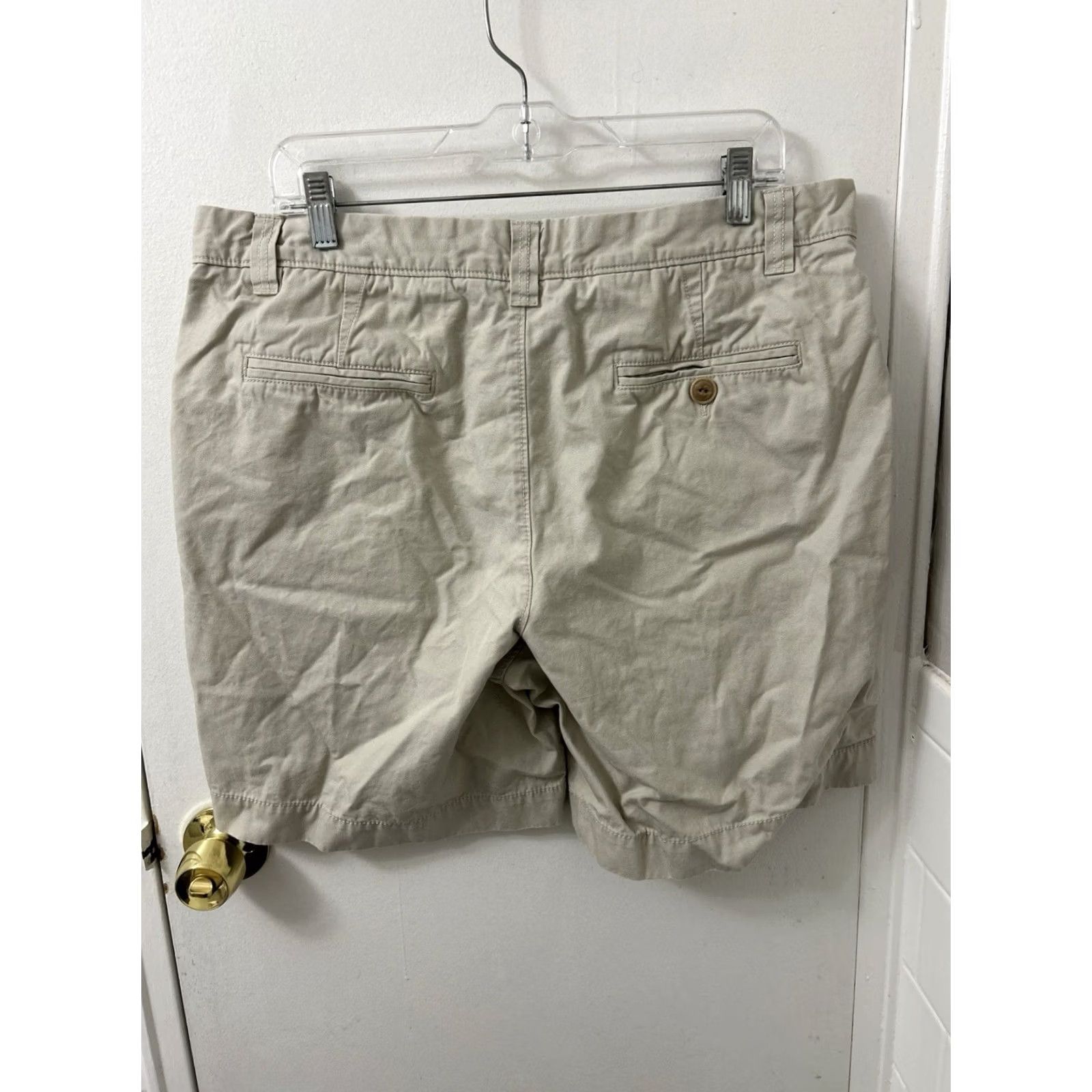 Vintage L.L. Bean Signature Shorts Mens 36 Beige Slim Straight Fit 304413 Canvas Cotton Zipper Flat Front Pockets Chino Summer Casual Vintage: No Size US 36 / EU 52 - 7 Thumbnail