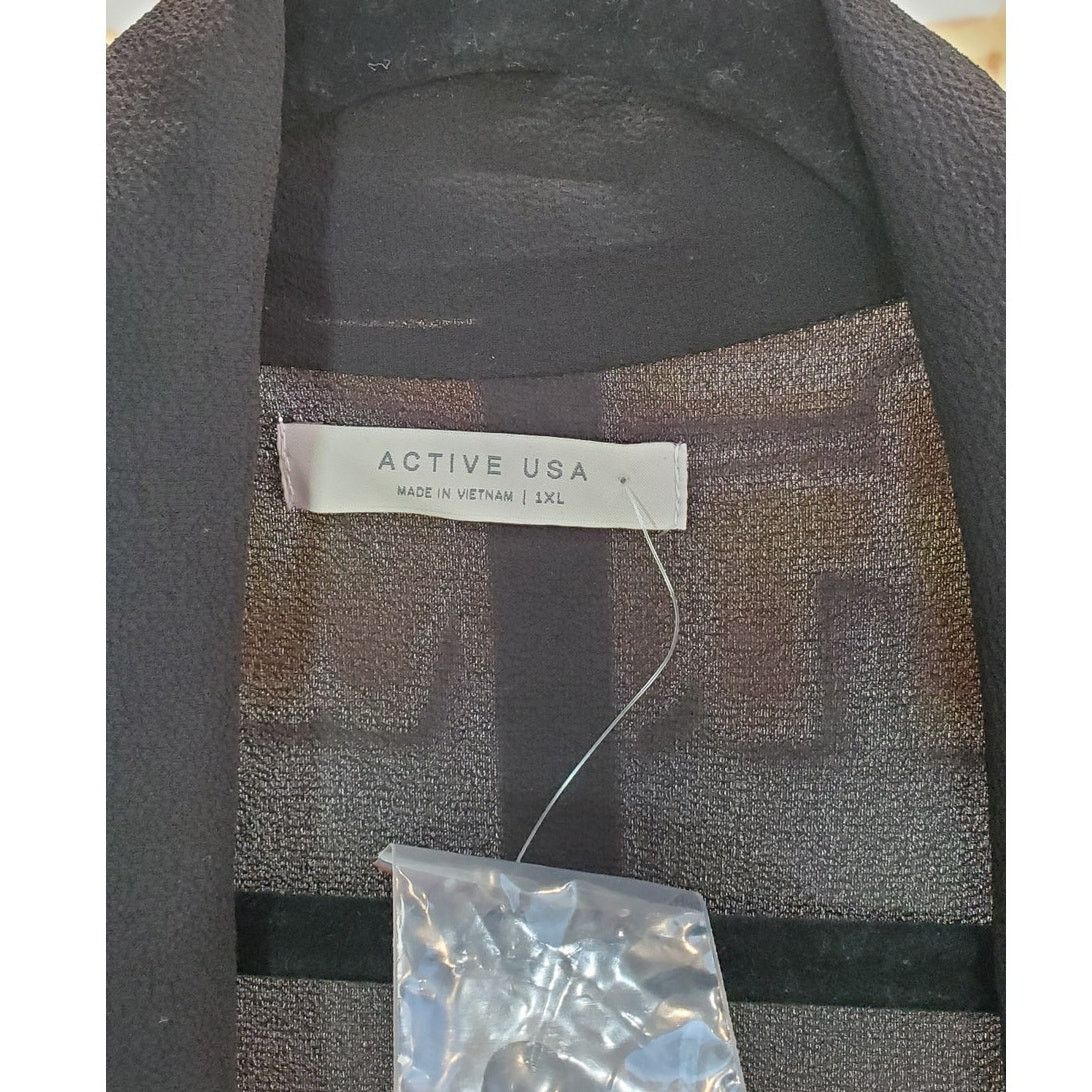 Other Active USA Black Sheer Tie Front Drape Jacket Size 1XL Size XXL / US 16-18 / IT 52-54 - 4 Thumbnail