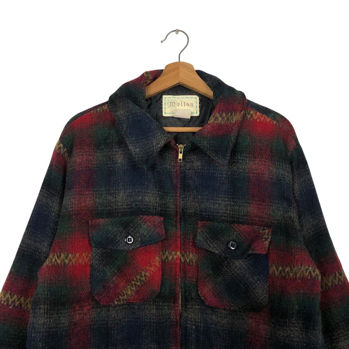 Vintage 📌Vintage Wool Work Jacket Melton Outer Wear Tartan Design Size US L / EU 52-54 / 3 - 4 Thumbnail