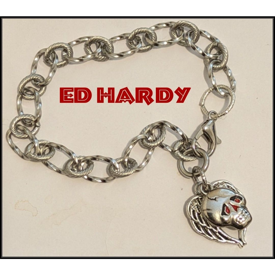 Ed Hardy ED HARDY Skull Wings Charm Bracelet Stainless Steel Chain Size ONE SIZE - 1 Thumbnail