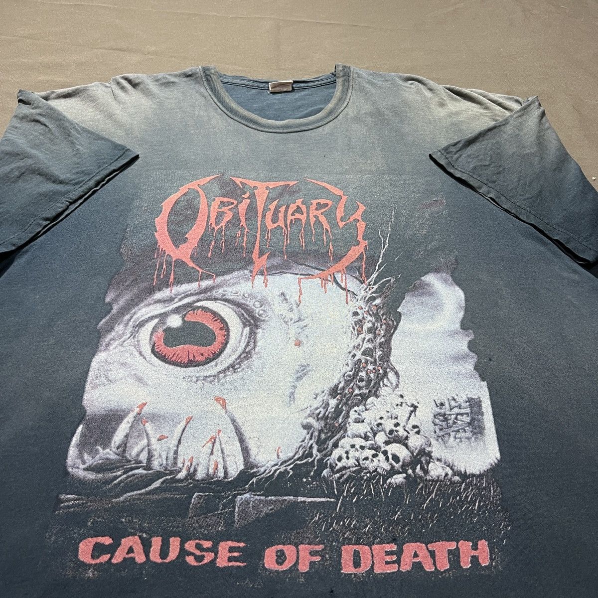 Band Tees Vintage Y2K Obituary Cause Of Death Tee 2XL Faded Thrashed Size US XXL / EU 58 / 5 - 6 Thumbnail