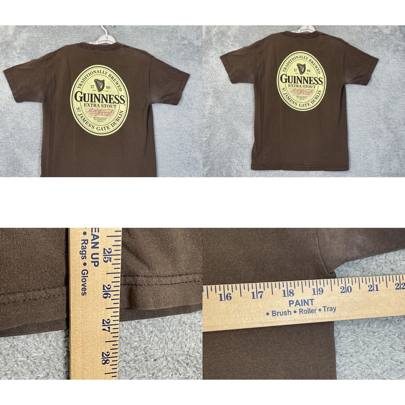 Vintage Guinness Shirt Mens M Brown Graphic Tee Front Back Logo Stout St. Patrick's Day 100% Cotton Crew Neck Short Sleeve Size US M / EU 48-50 / 2 - 8 Thumbnail