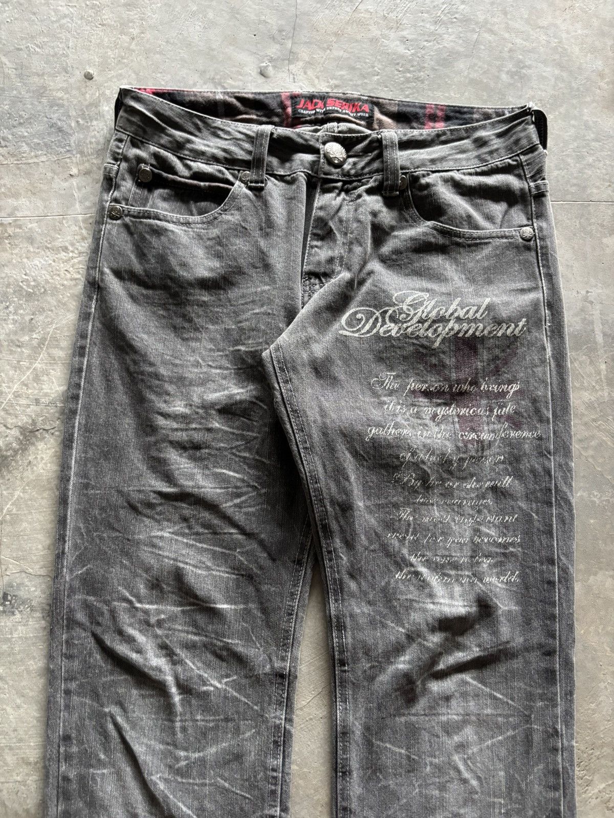 If Six Was Nine JACK SERIKA poem union jack japanese punk whiskered wash Size US 30 / EU 46 - 3 Thumbnail