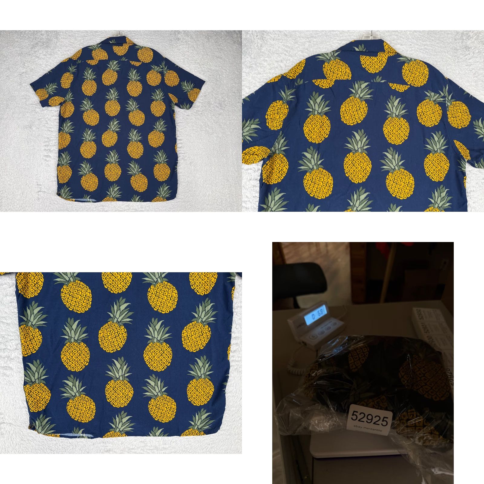 Banana Republic Banana Republic Shirt Men Medium Blue Pineapple AOP Hawaiian Button 100% Rayon Size US M / EU 48-50 / 2 - 9 Thumbnail
