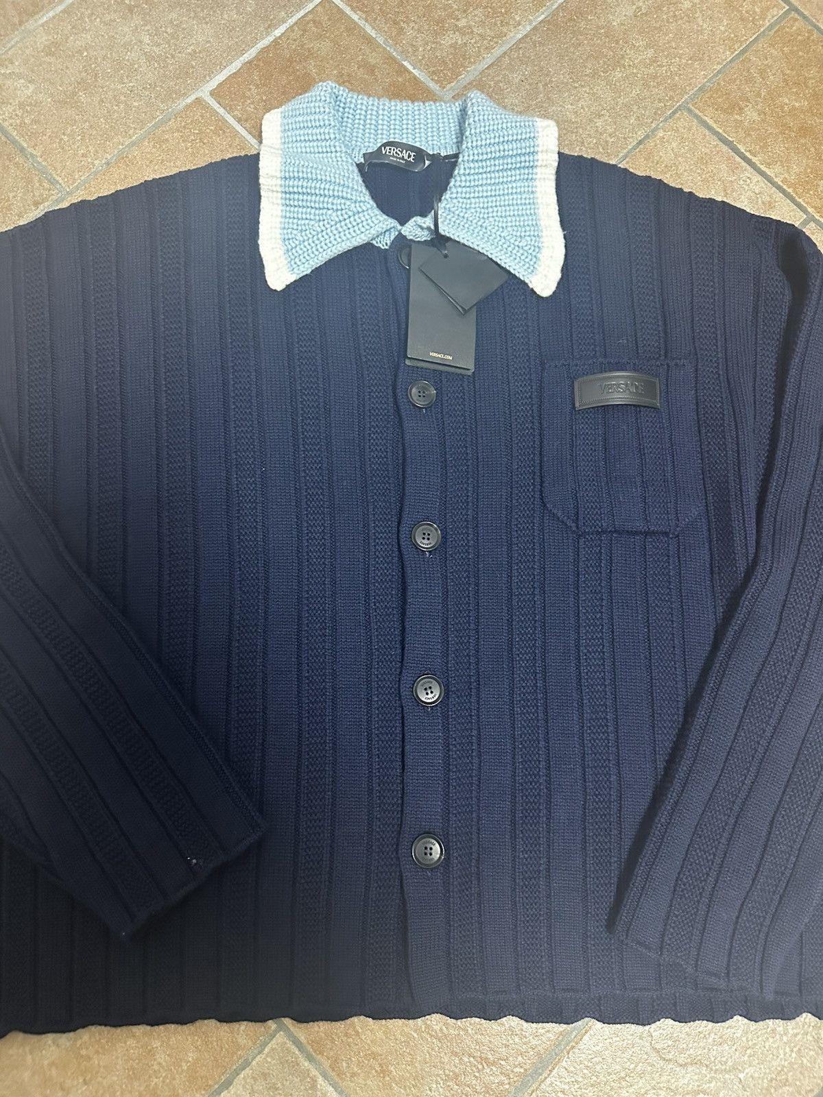 Versace Versace Blue Knit Cardigan Size US XXL / EU 58 / 5 - 3 Thumbnail