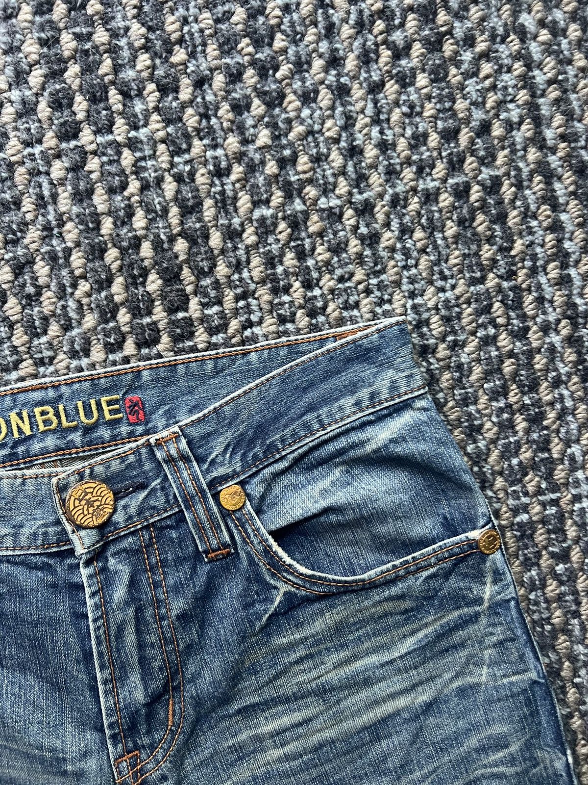 Japanese Brand 00’s Nippon Blue Embroided Demon Evisu Style Japan Jeans Y2K Size US 30 / EU 46 - 7 Thumbnail