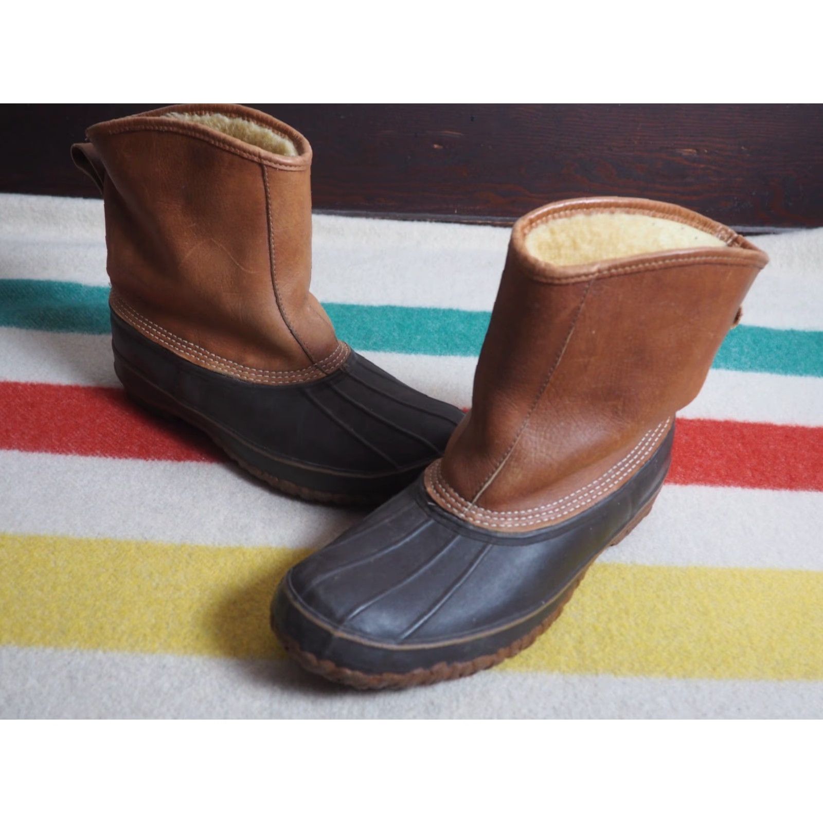 Vintage VINTAGE LL Bean Brown Leather Sherpa Lined Maine Hunting Boots Mens US 13 USA Leather Boots Snow Boots Winter 70s Outdoors Mens LLBean Bean Boots Size US 13 / EU 46 - 2 Thumbnail