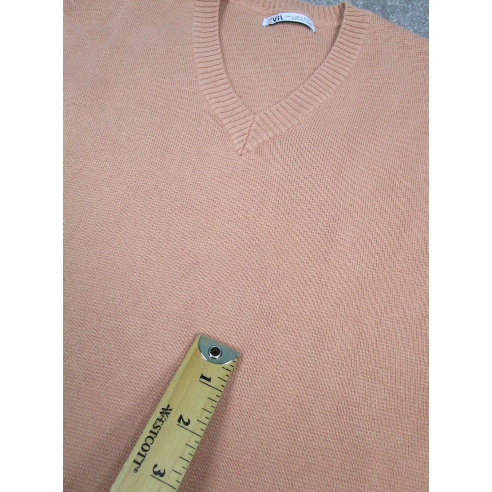 Zara Zara Vest Mens Large Orange Cotton Knit Pullover V-Neck Sleeveless Casual Sweatshirt Shirt? Size US L / EU 52-54 / 3 - 7 Thumbnail