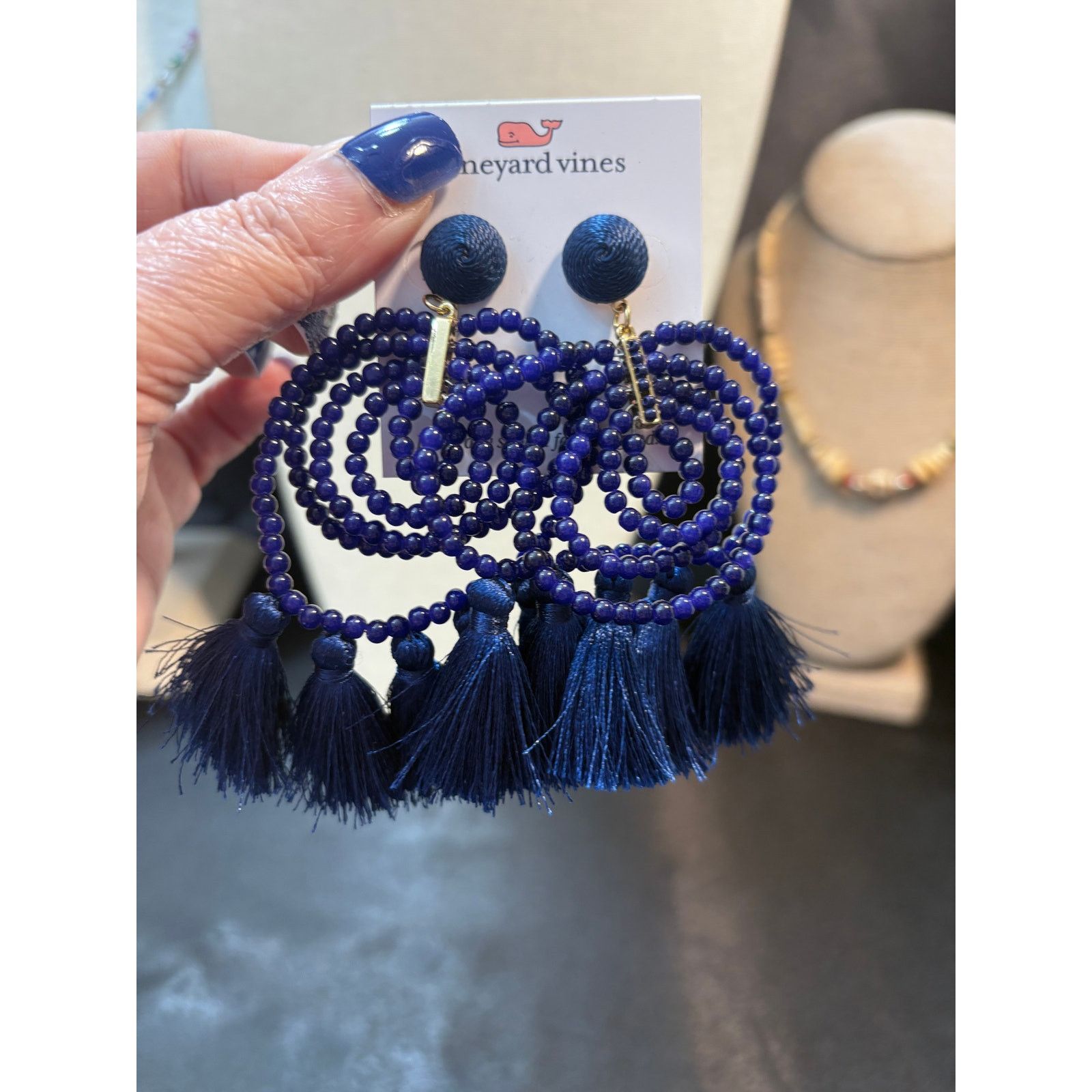 Other Vineyard Vines Deep Bay Beaded Tassel Earrings Statement Size ONE SIZE - 3 Thumbnail