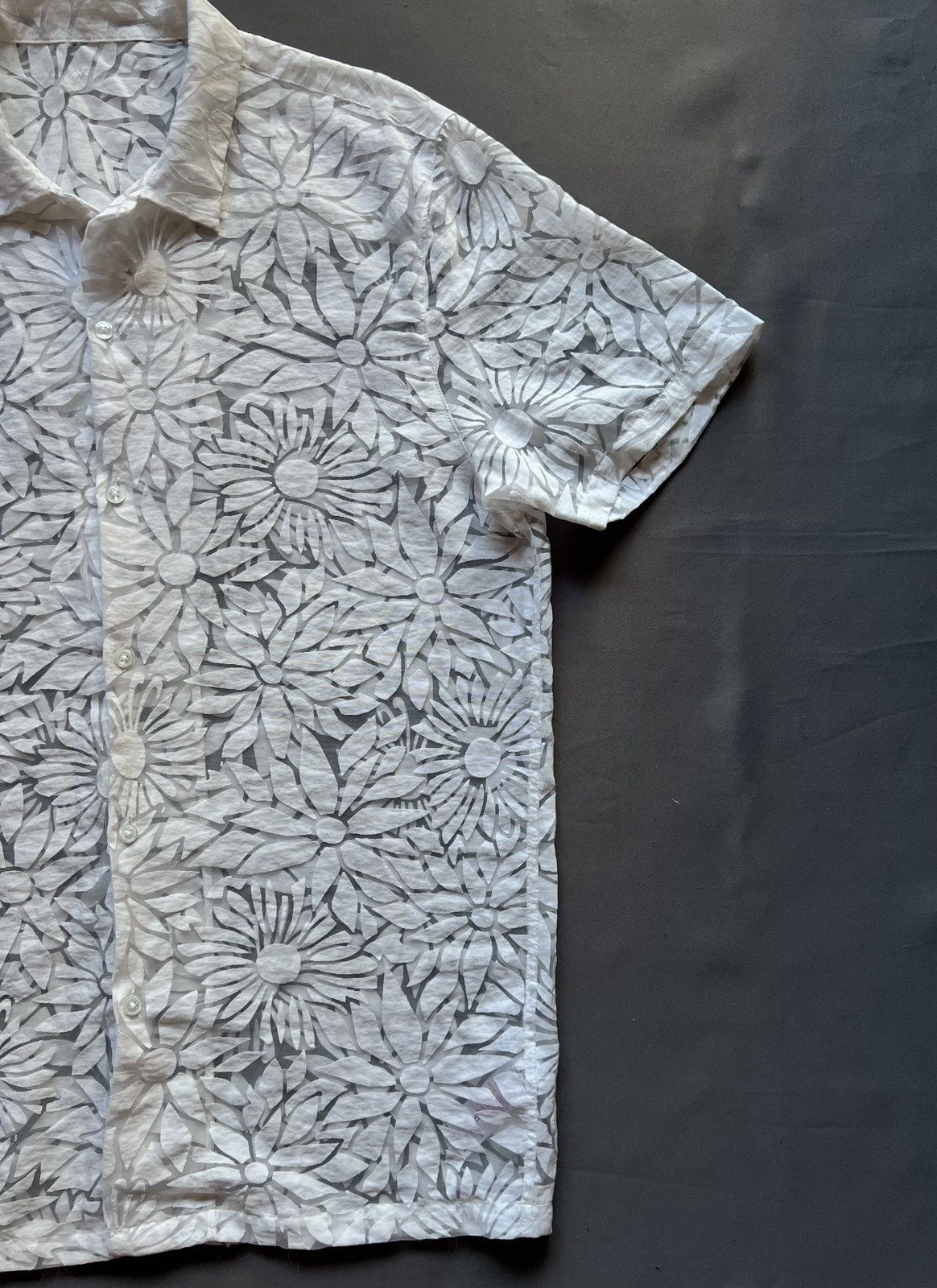 Other Topman Hawaiian White Floral Short Sleeve Shirt Button Up Size US XL / EU 56 / 4 - 8 Thumbnail