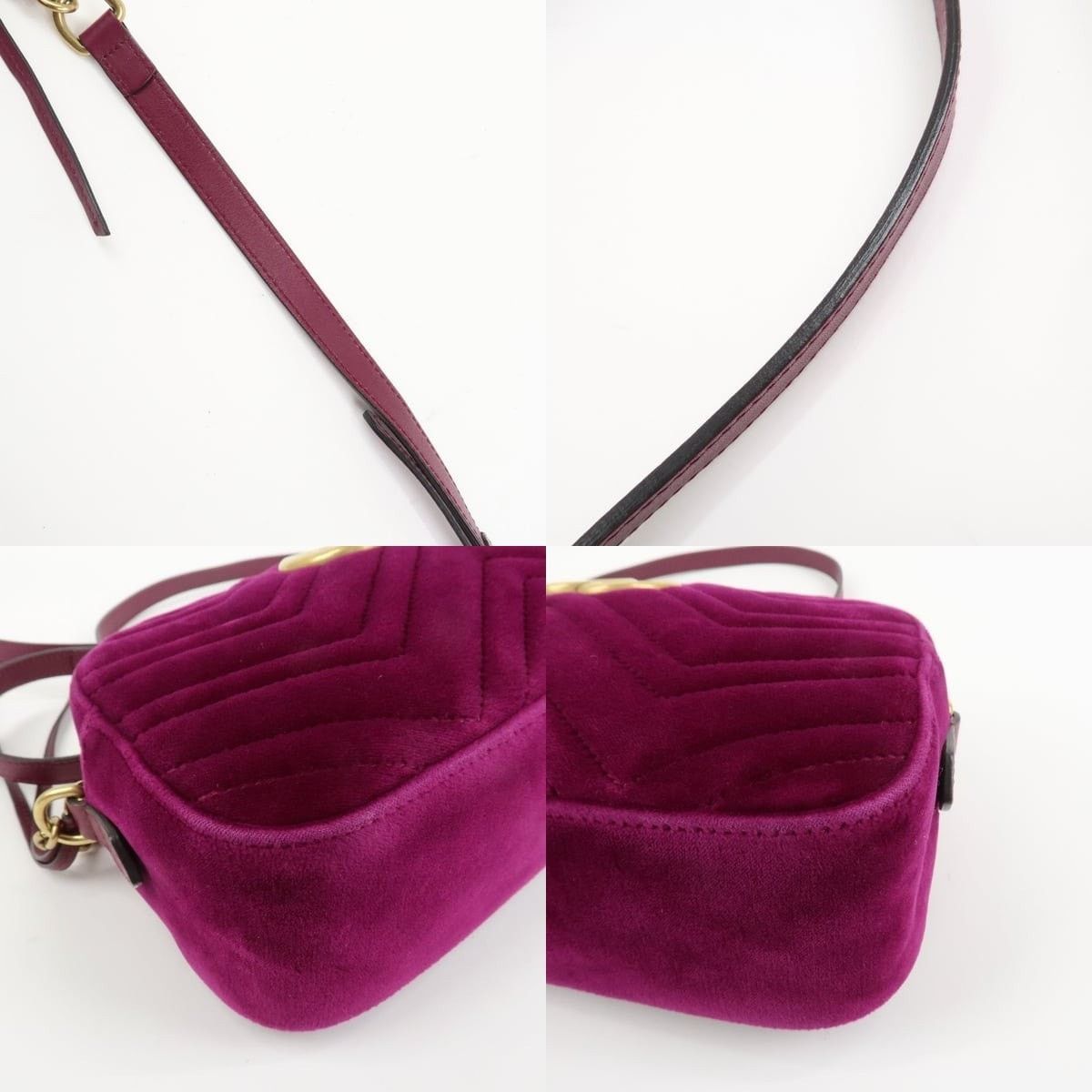 Gucci Gucci GG Marmont Matelasse Velvet Crossbody Bag Purple Size ONE SIZE - 4 Thumbnail
