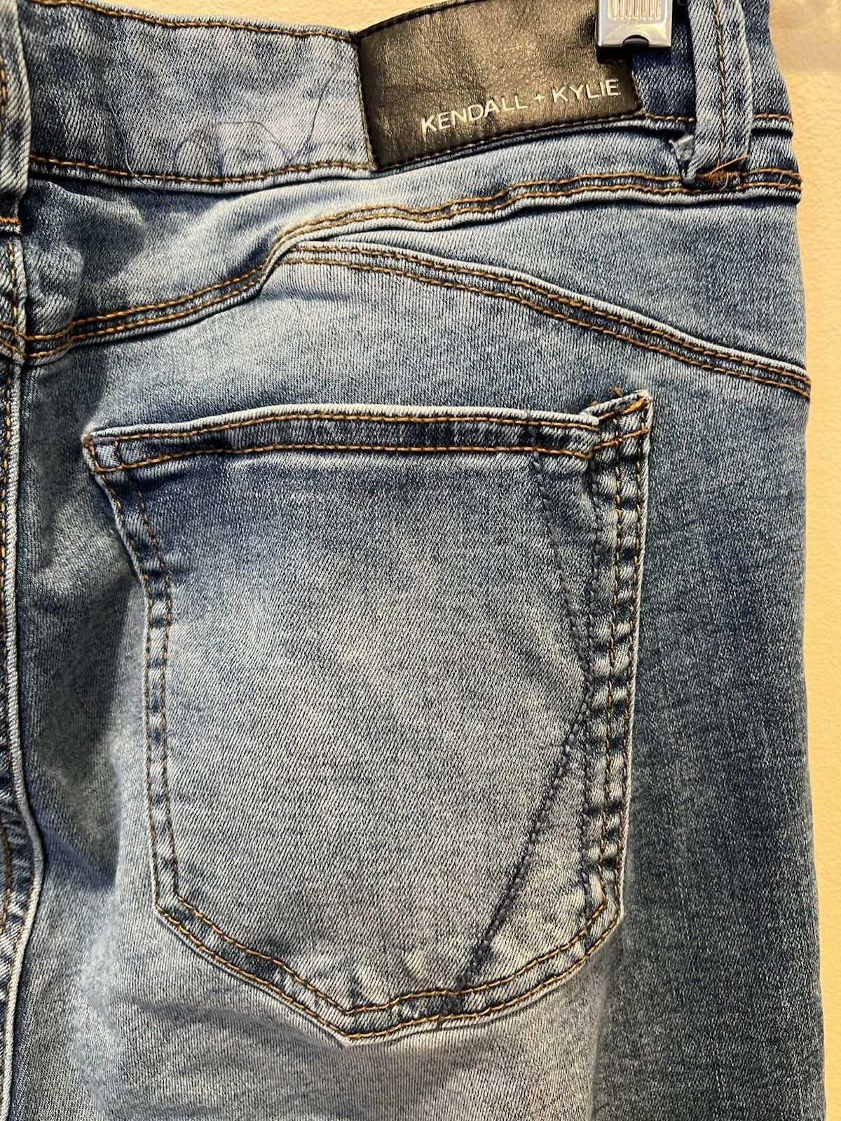 Kendall And Kylie Kendall+Kylie High Rise Distressed Skinny Jeans Blue Womens Size 29" - 6 Thumbnail