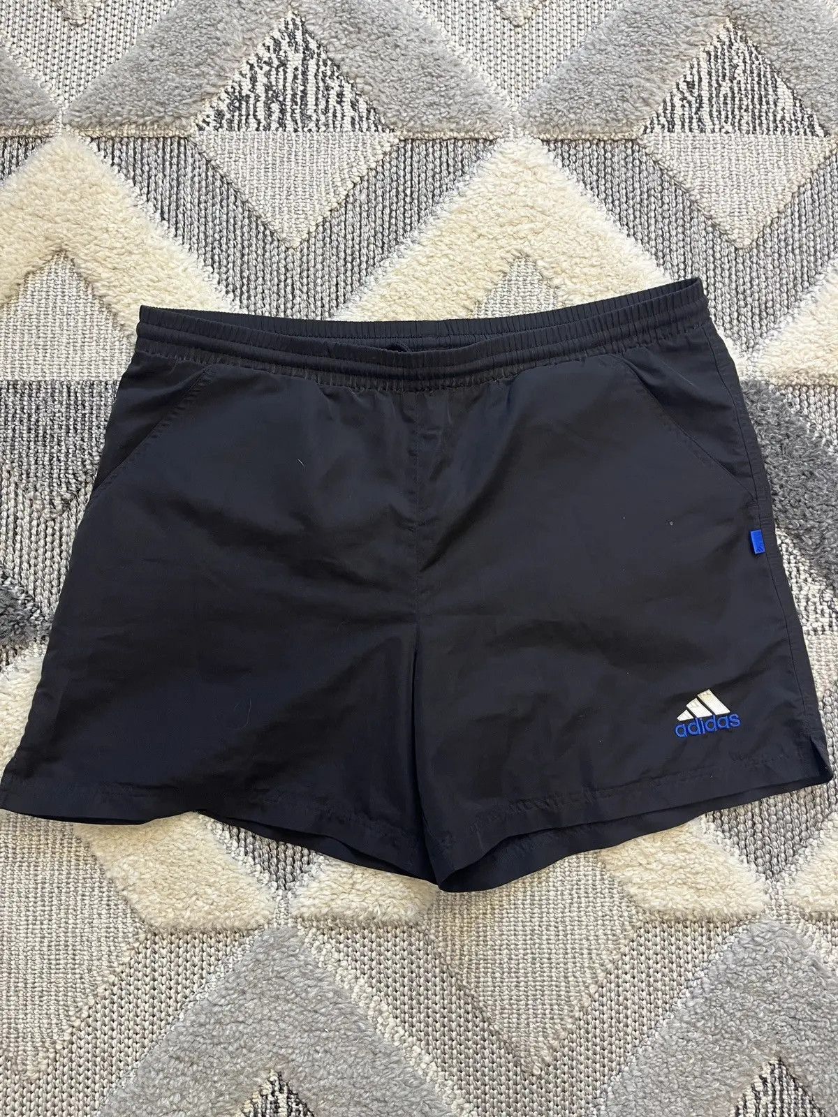 Adidas Vintage Adidas Black Nylon Shorts Embroidered Logo Size US 39 - 1 Thumbnail