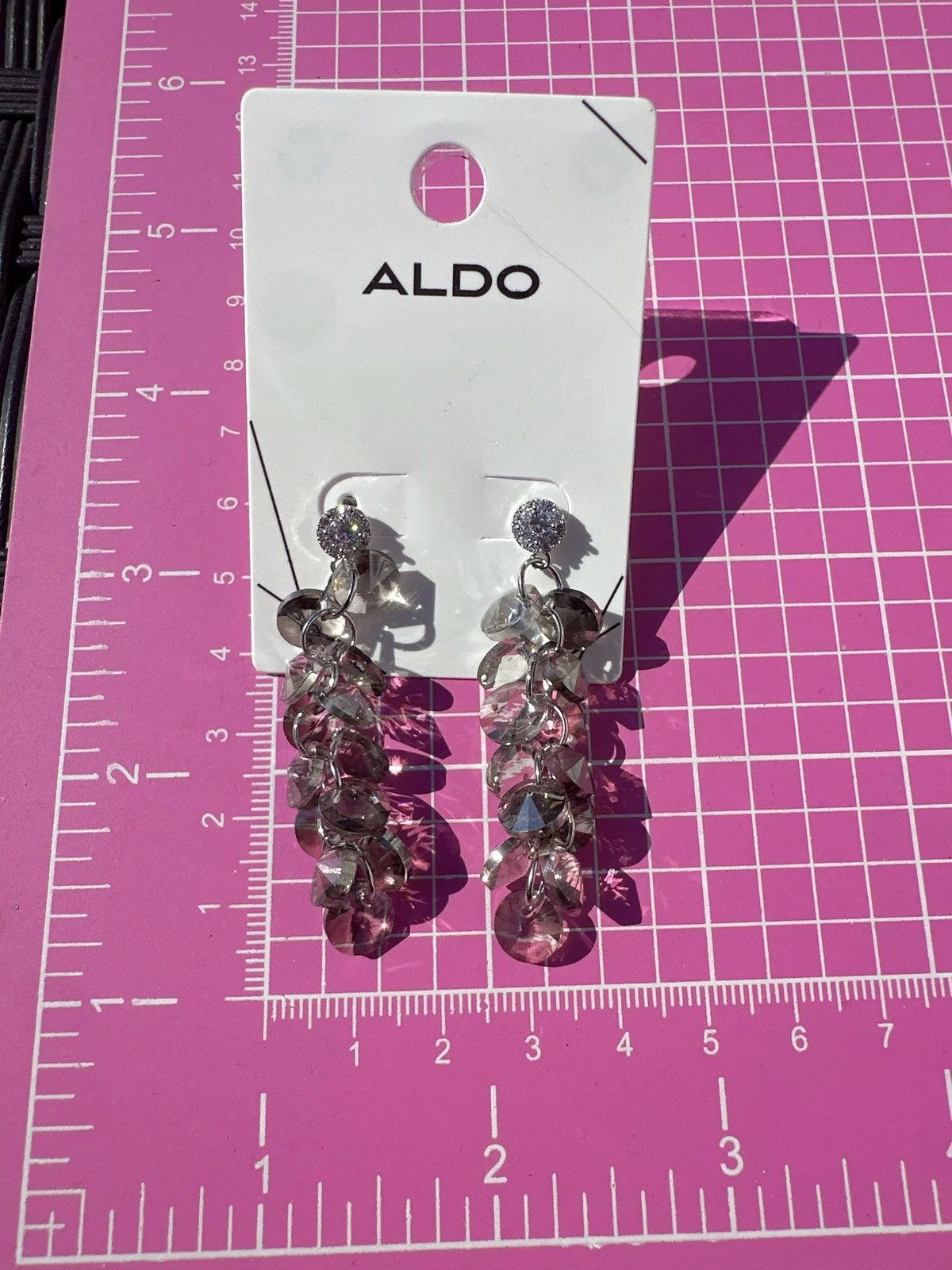 Designer Aldo silver tone gray crystals Elegant Dangle Earrings tasse Size ONE SIZE - 4 Thumbnail